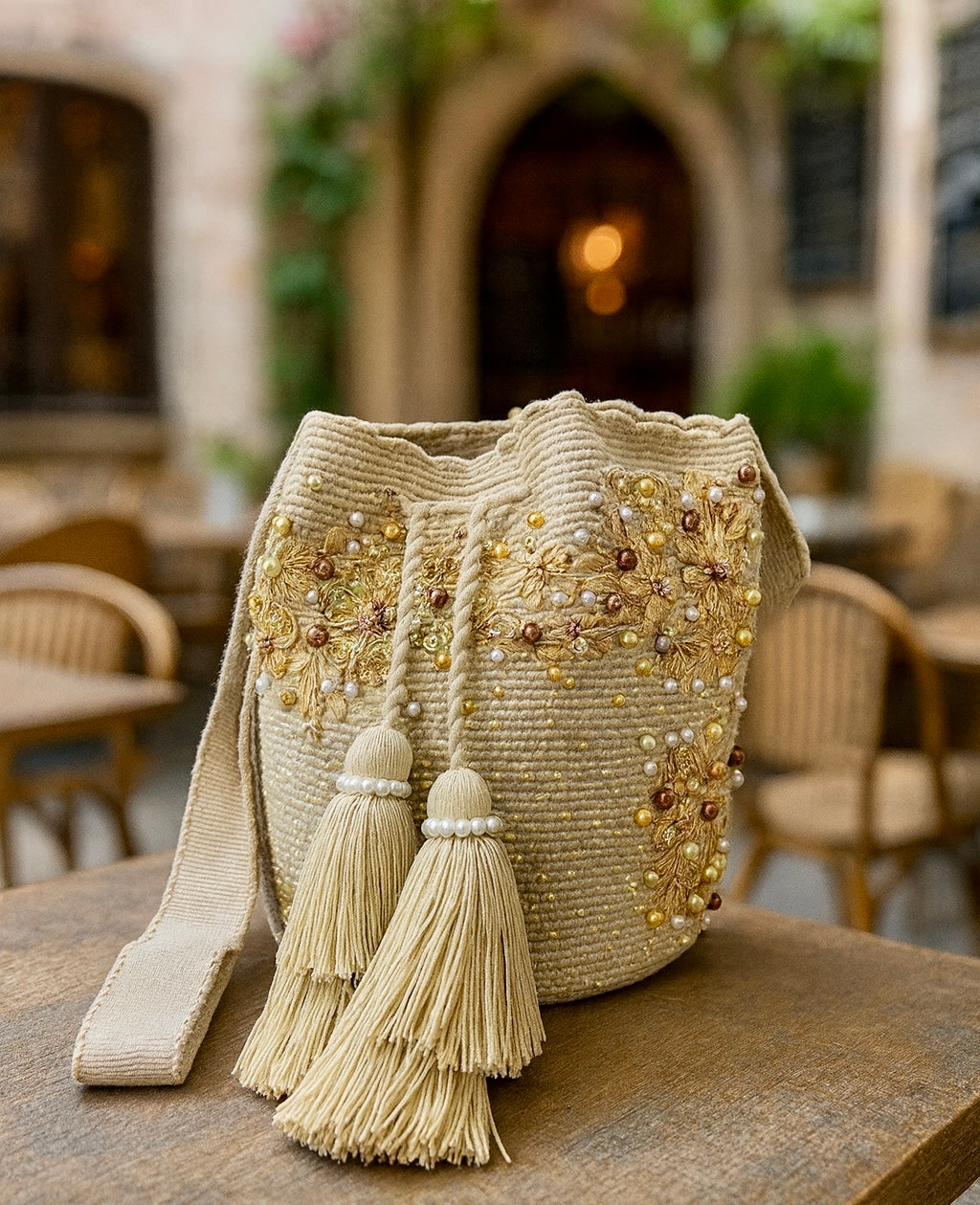 Gilded Blossom Bucket Bag