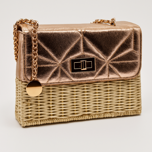 Golden Woven Luxe Satchel