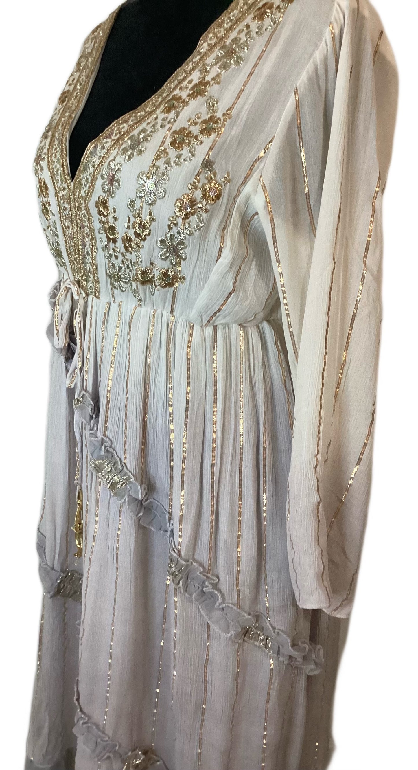 Golden Bloom Ruffle Dress