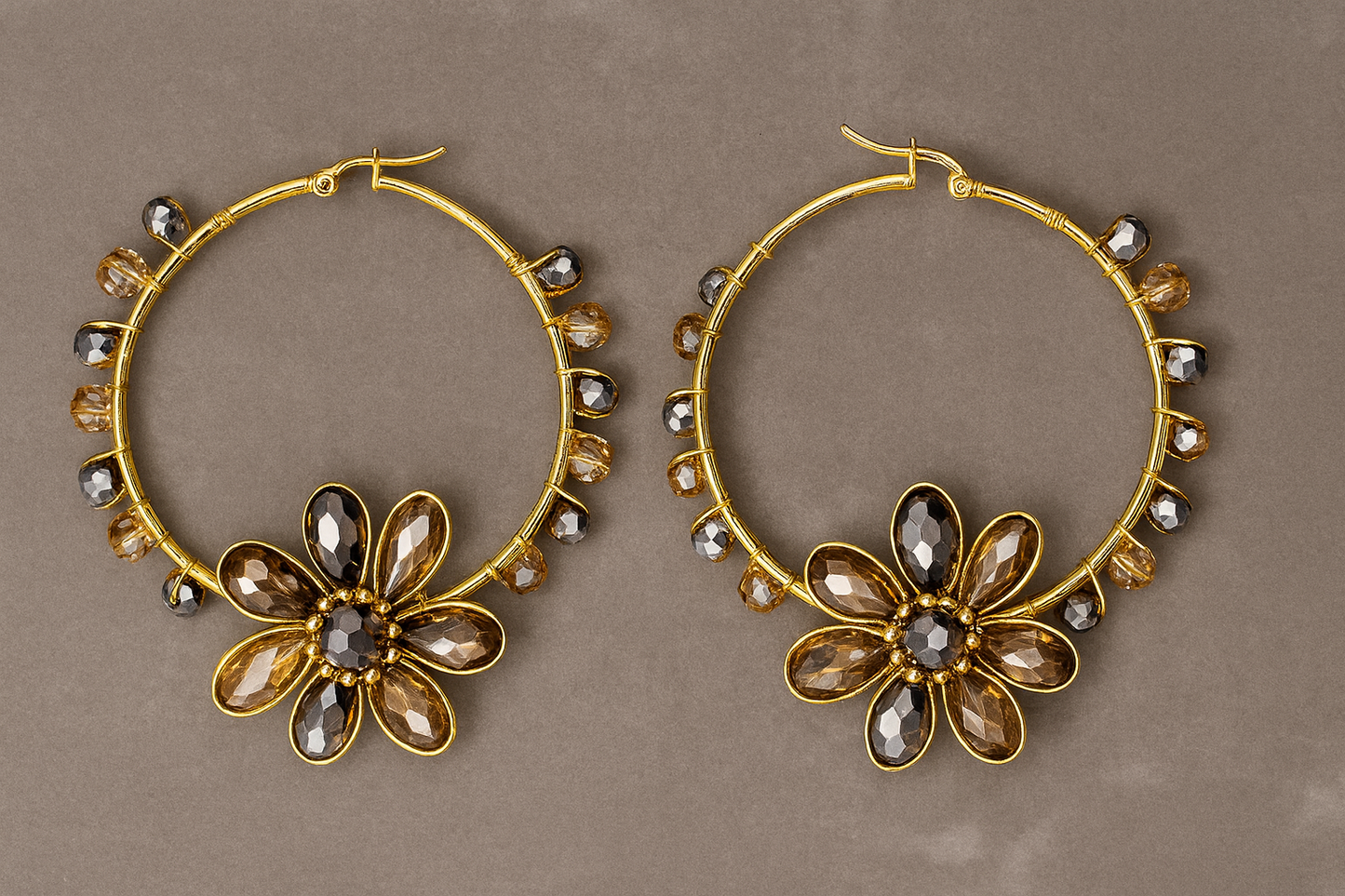 Golden Bloom Hoop Earrings