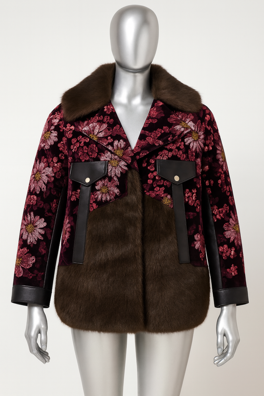 Midnight Bloom Sequin Fur Coat