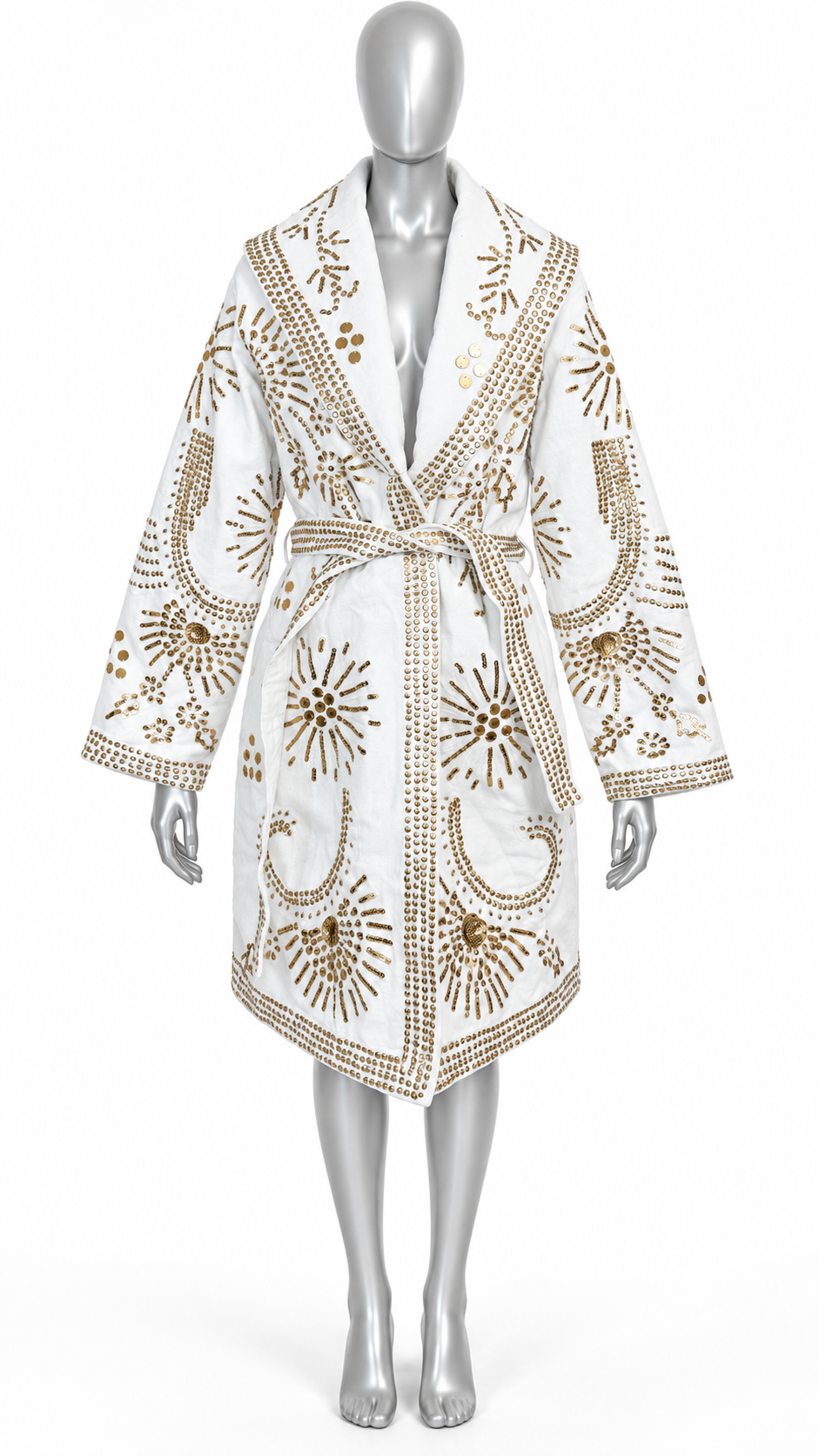 Gilded Solstice Hand-Embellished Canvas Coat