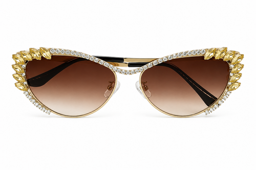 Champagne Radiance Crystal Cat-Eye Sunglasses