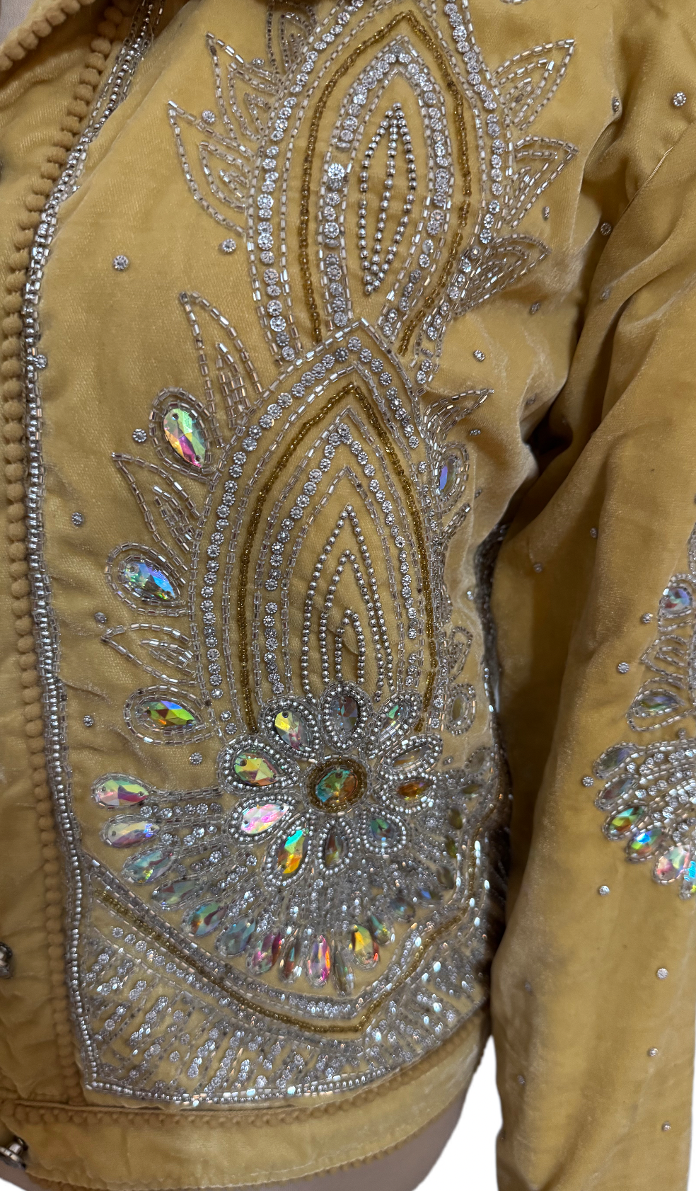 Golden Marigold Velvet-Touch Embellished Jacket