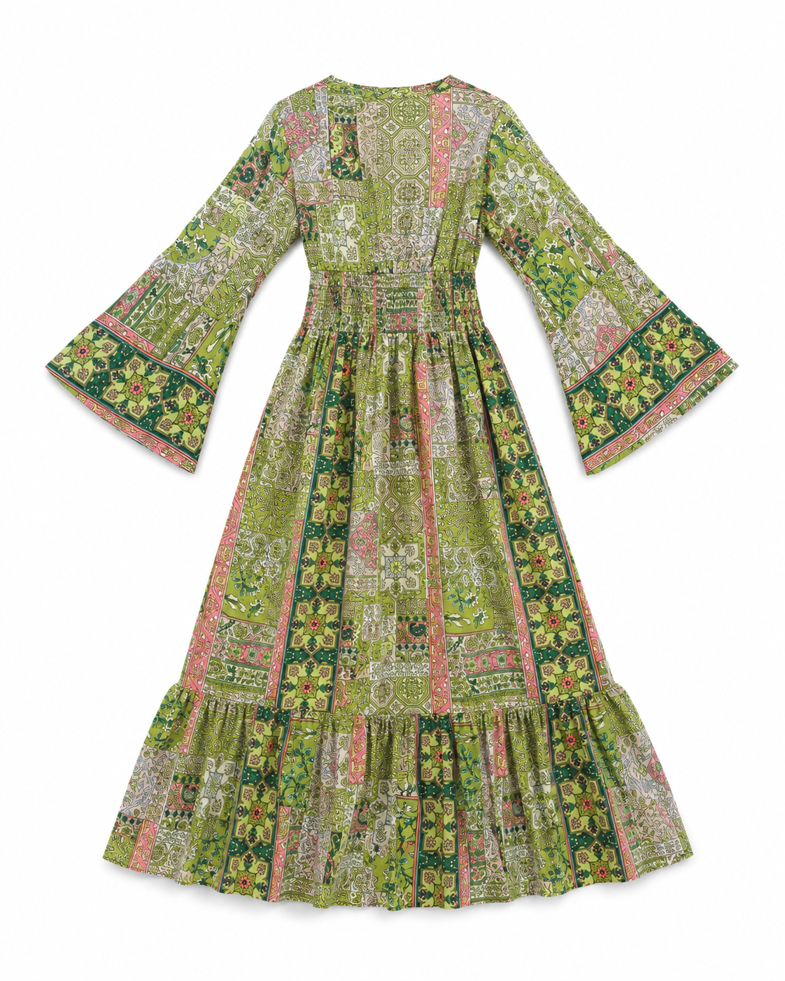 Garden Mosaic Art Silk Maxi Dress