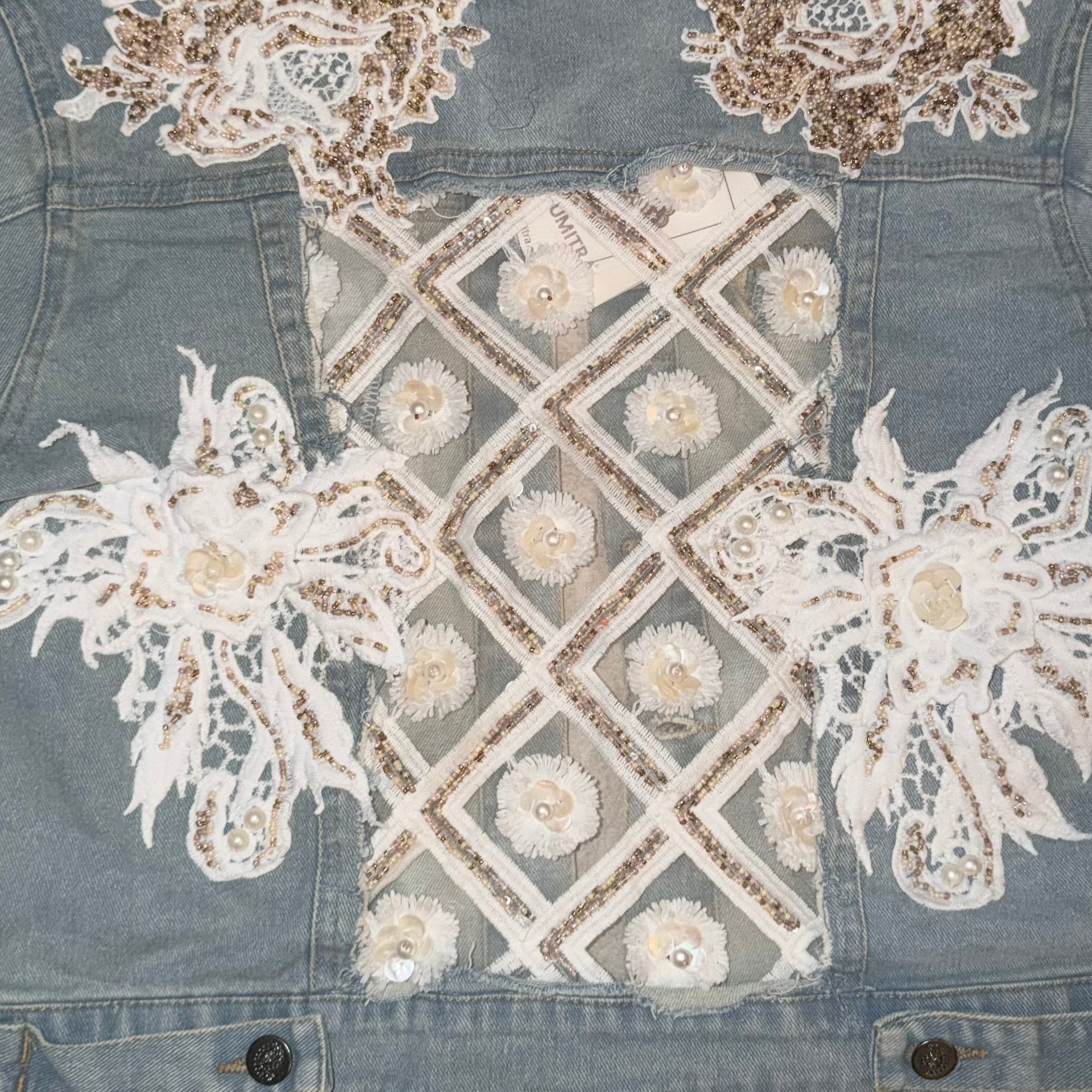 Ivory Heirloom Lace Denim Jacket