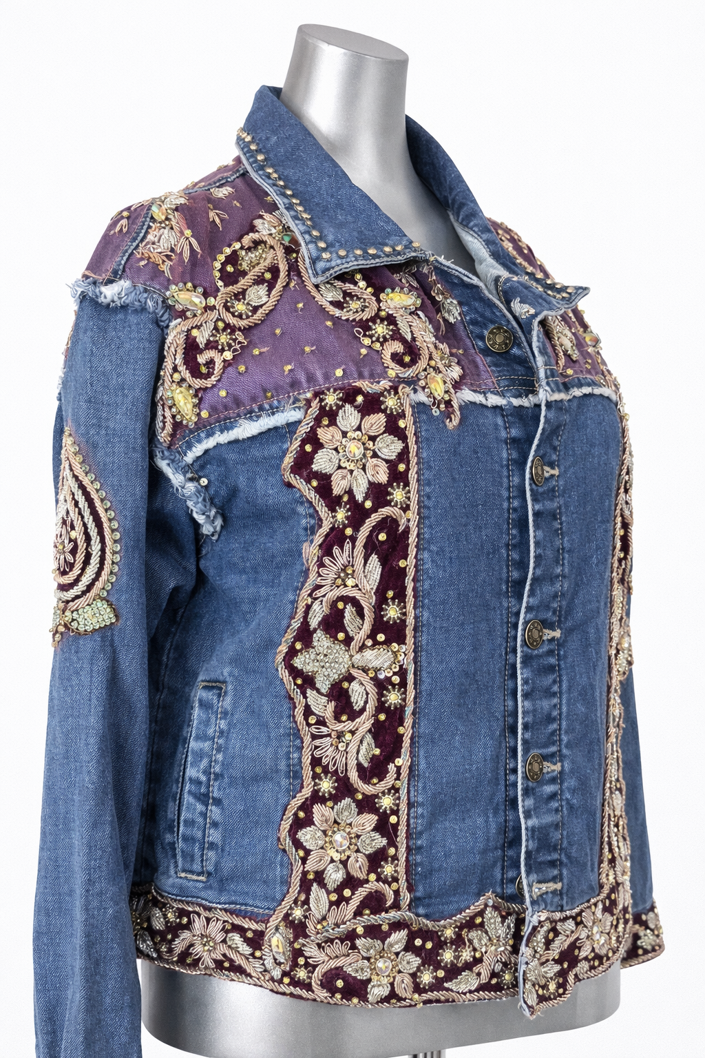 Bordeaux Royale Embellished Denim Jacket