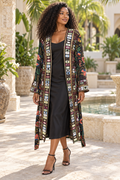 Midnight Mosaic Hand-Embellished Quilted Coat