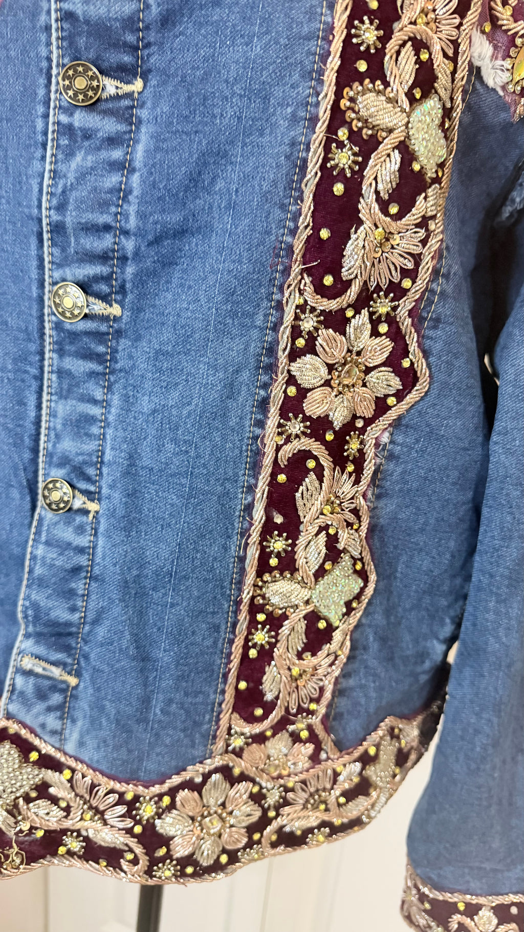 Bordeaux Royale Embellished Denim Jacket