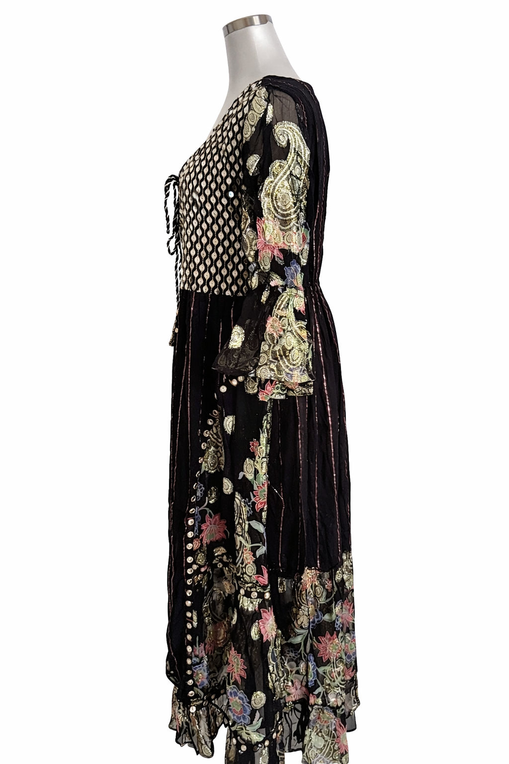 Midnight Mirage Embellished Boho Dress
