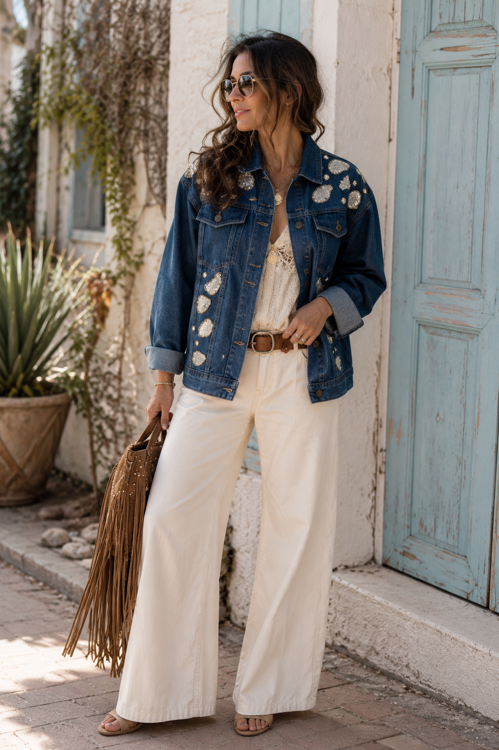 Midnight Mirage Beaded Denim Jacket
