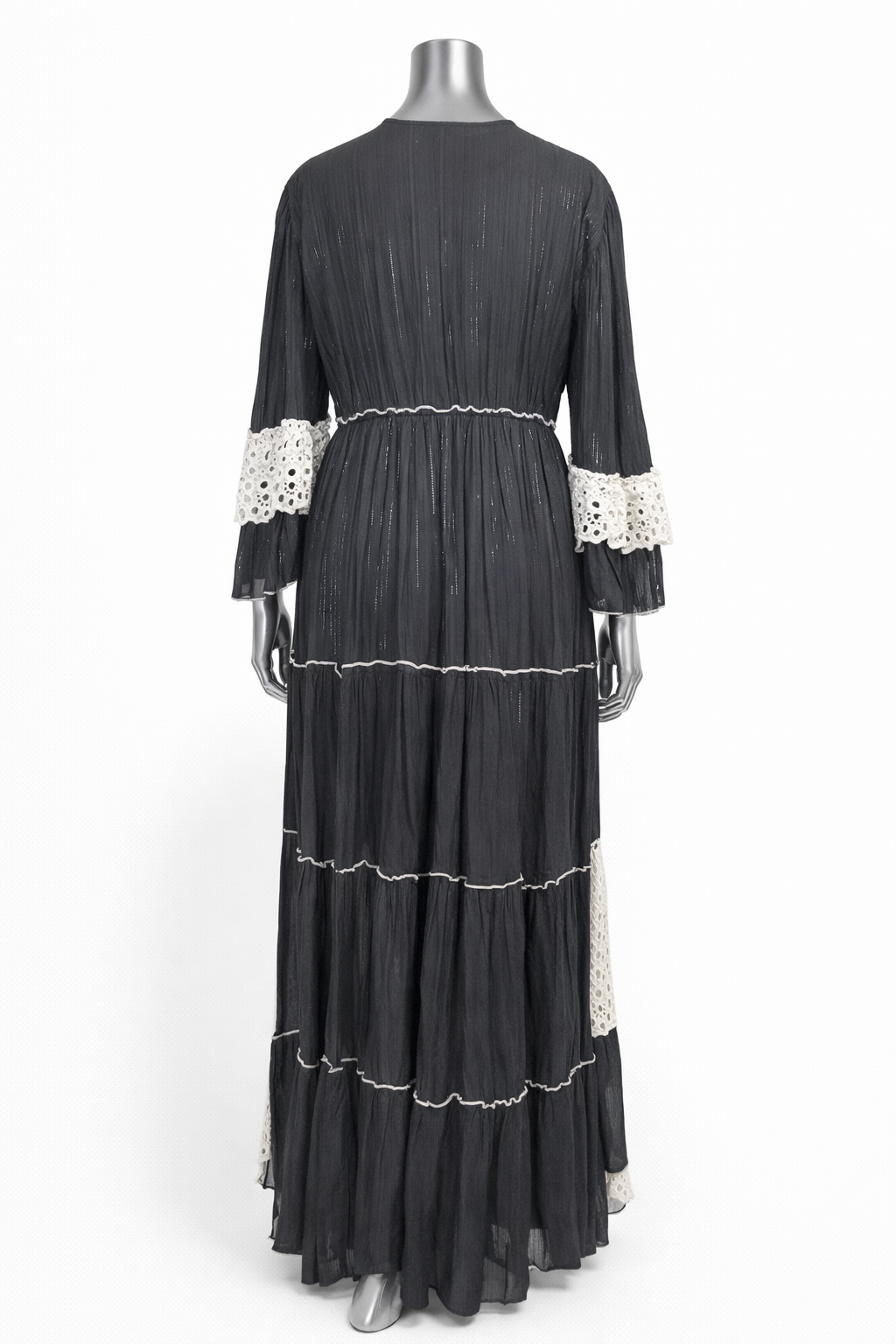 Midnight Jardin Embroidered Lace Maxi Dress