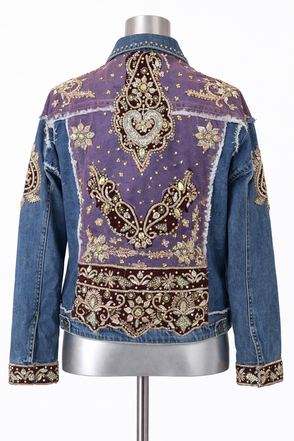 Bordeaux Royale Embellished Denim Jacket