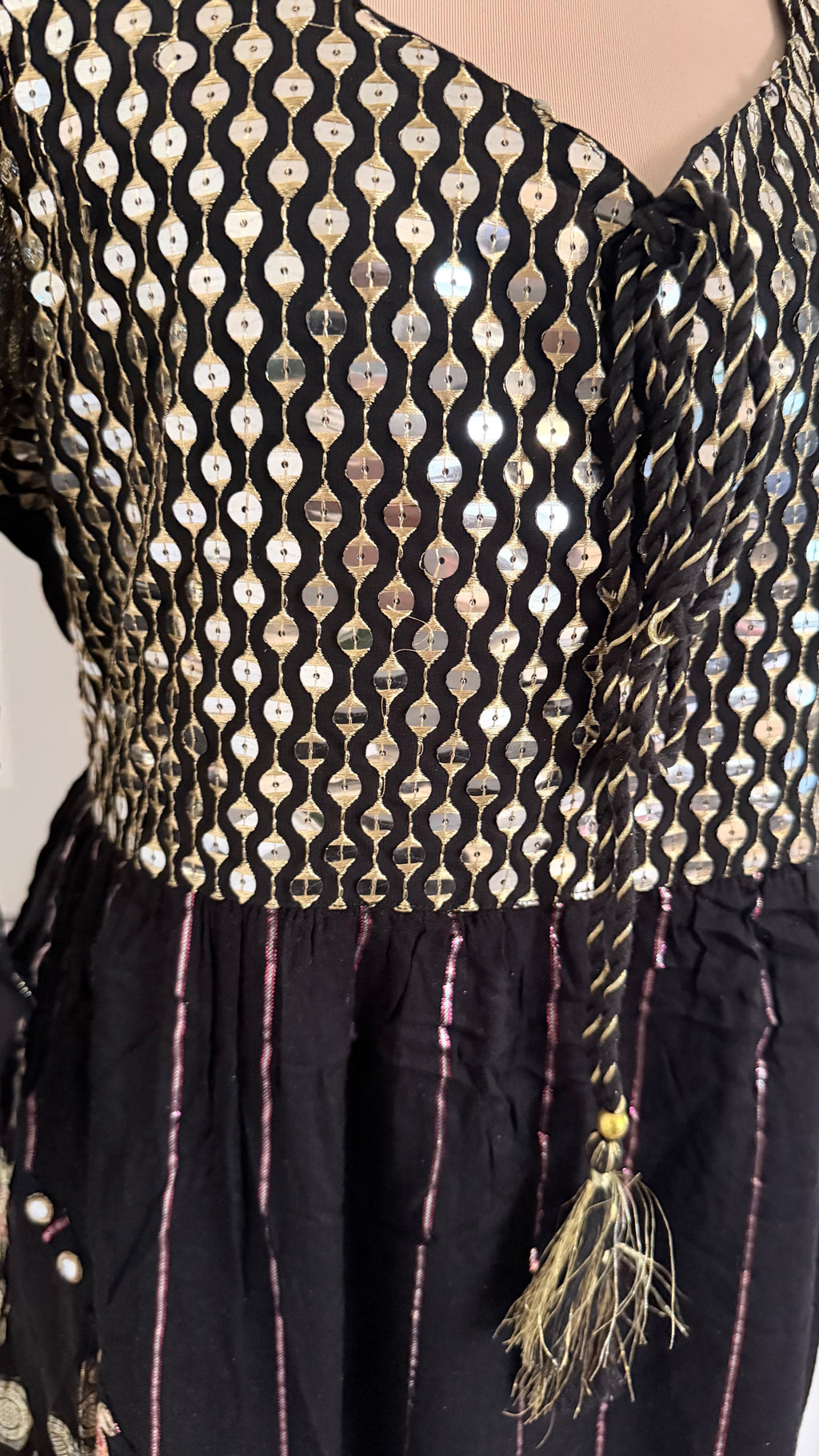 Midnight Mirage Embellished Boho Dress