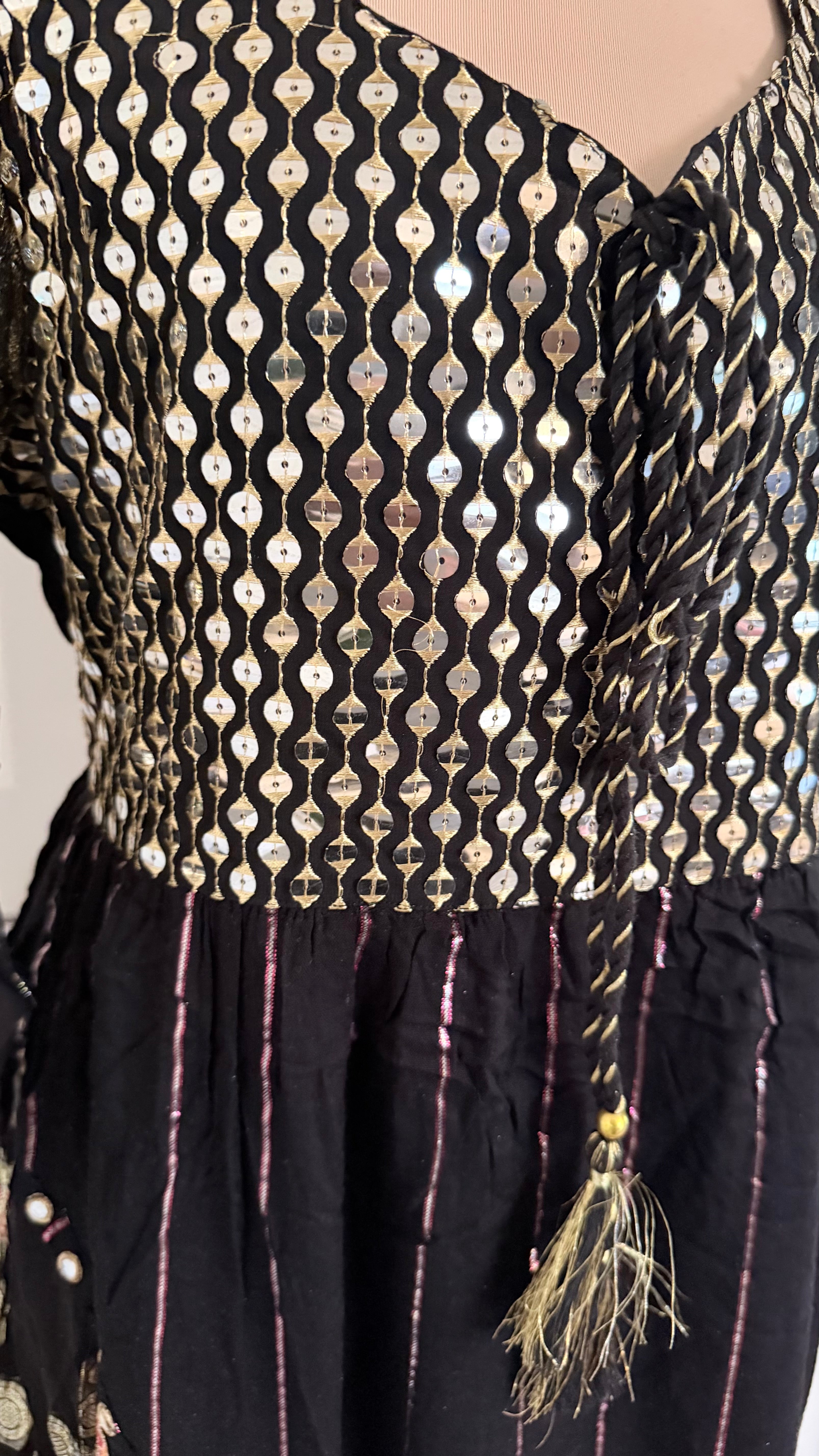 Midnight Mirage Embellished Boho Dress
