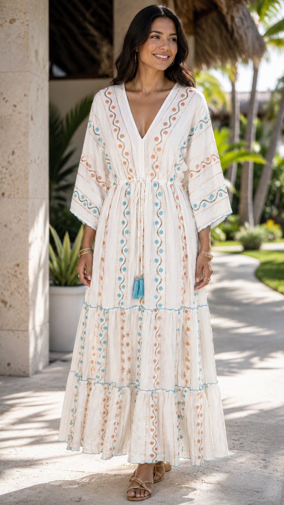 Coastal Daydream Embroidered Maxi Dress