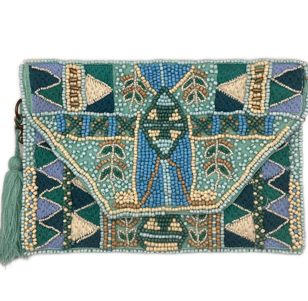 Bloom & Azure Kaftan & Beaded Clutch Set