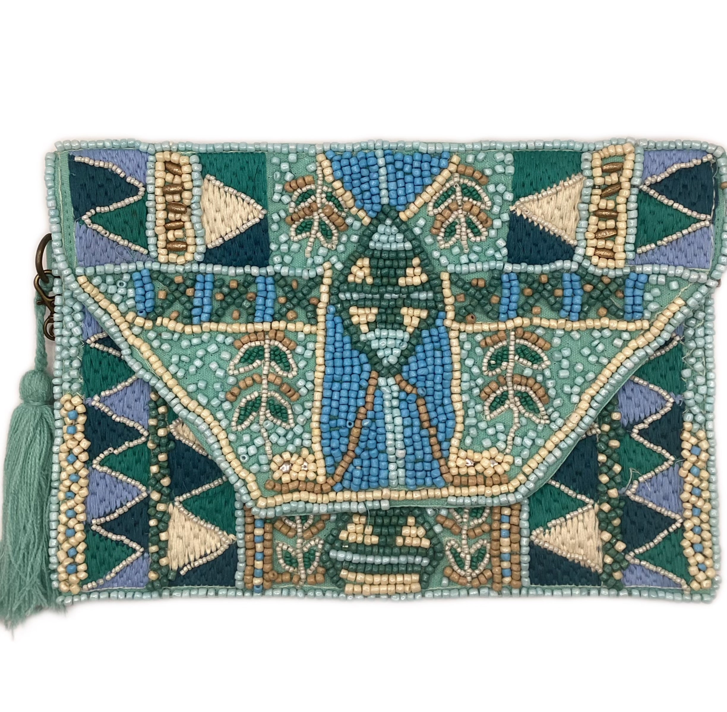 Bloom & Azure Kaftan & Beaded Clutch Set