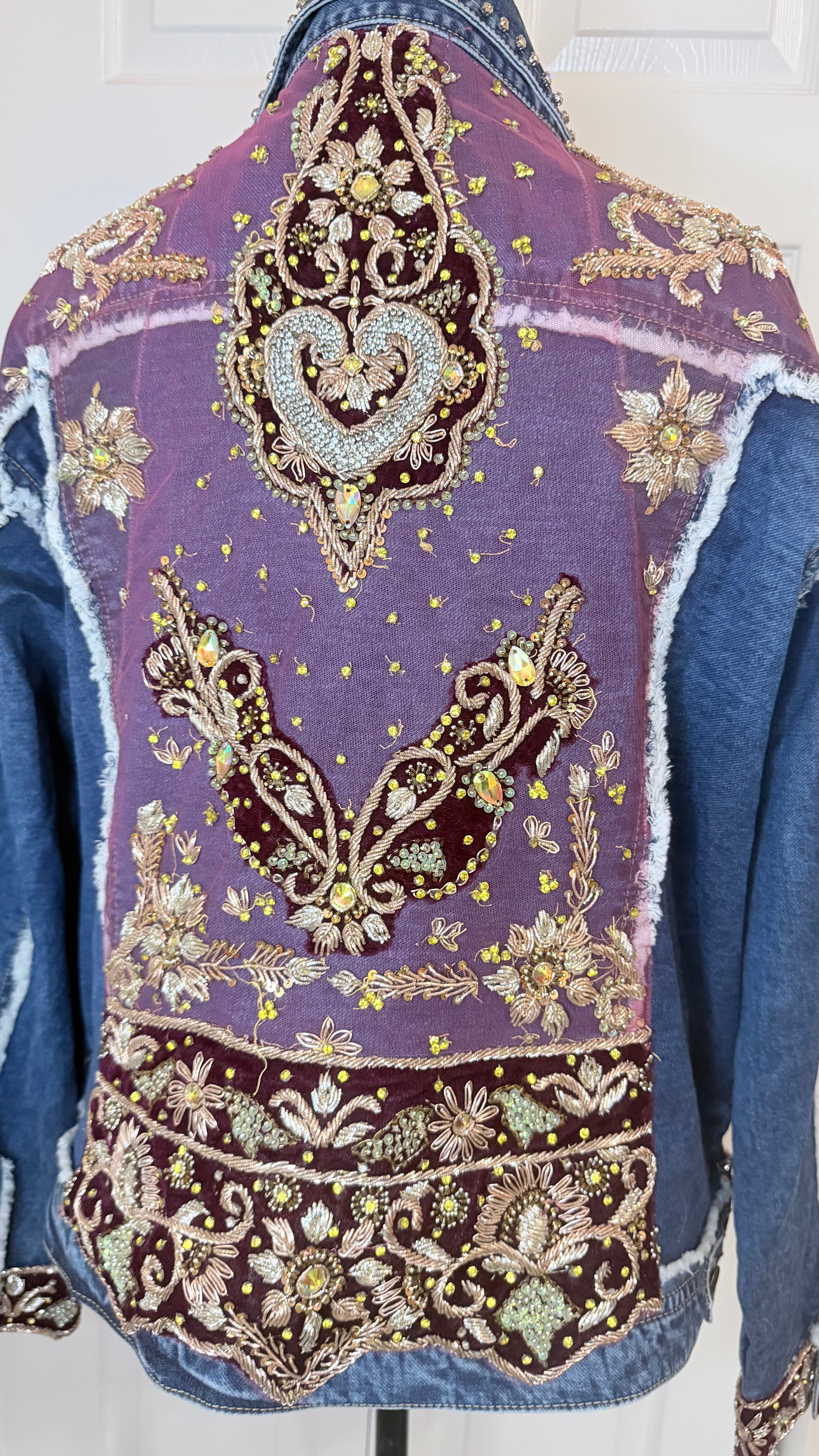 Bordeaux Royale Embellished Denim Jacket