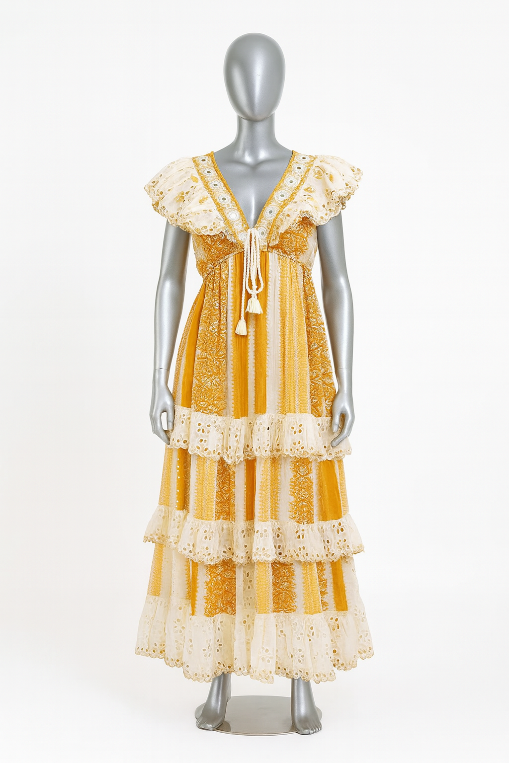 Golden Meadow Eyelet Ruffle Dress