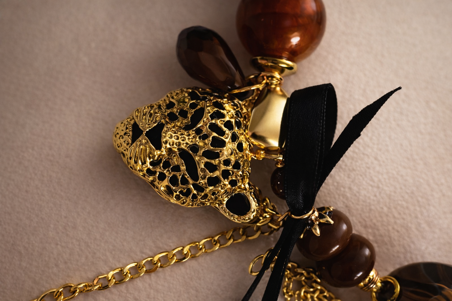 Golden Onyx Panther Statement Jewelry Set