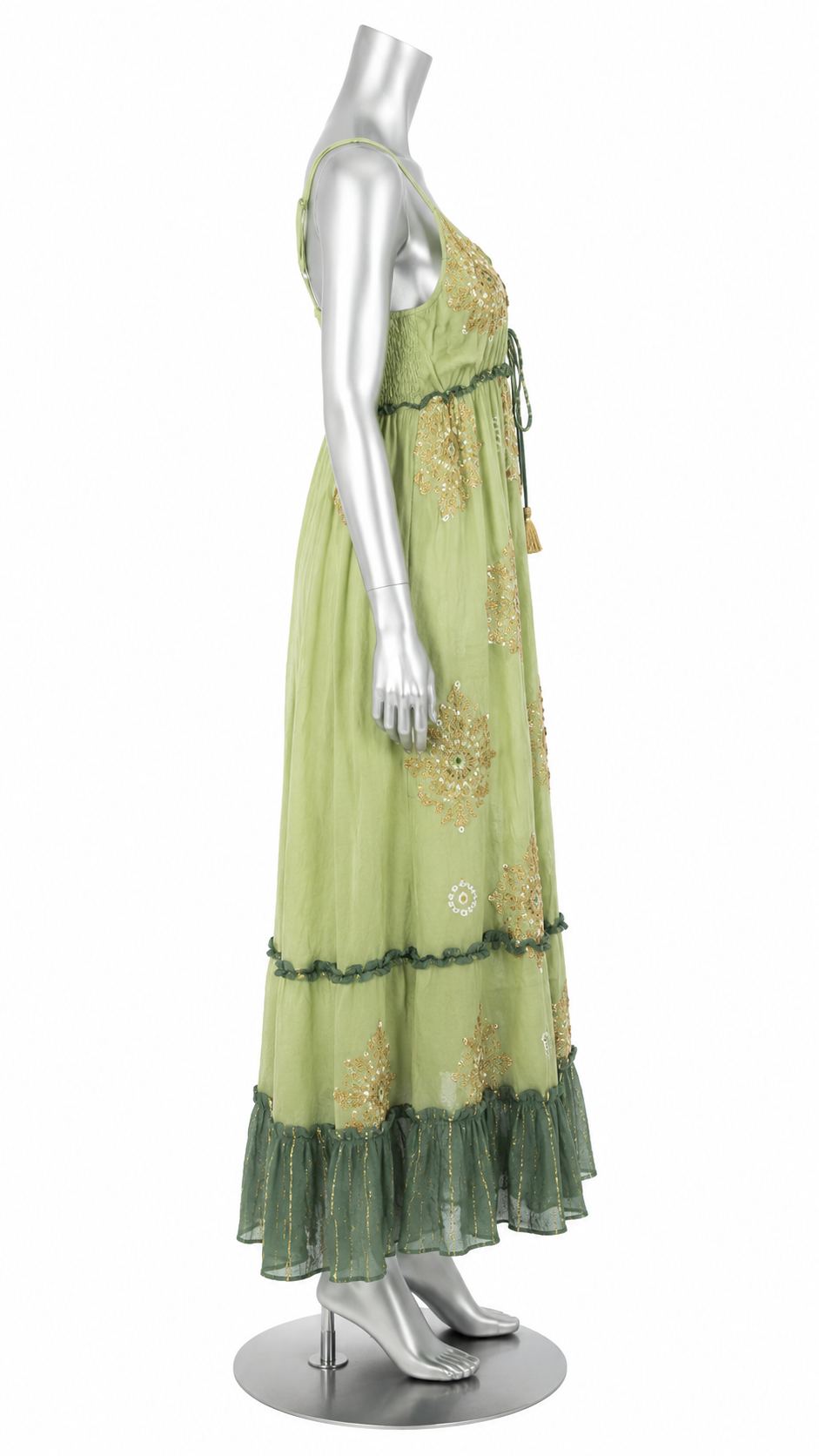 Sage Serenade Pearl Embellished Maxi Dress