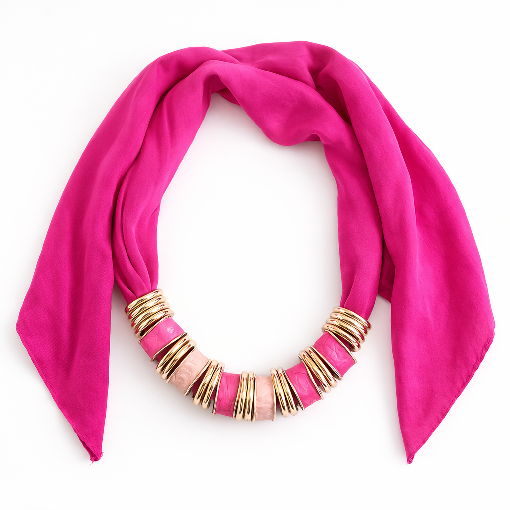 Rosé Luxe Silk Scarf Necklace Set