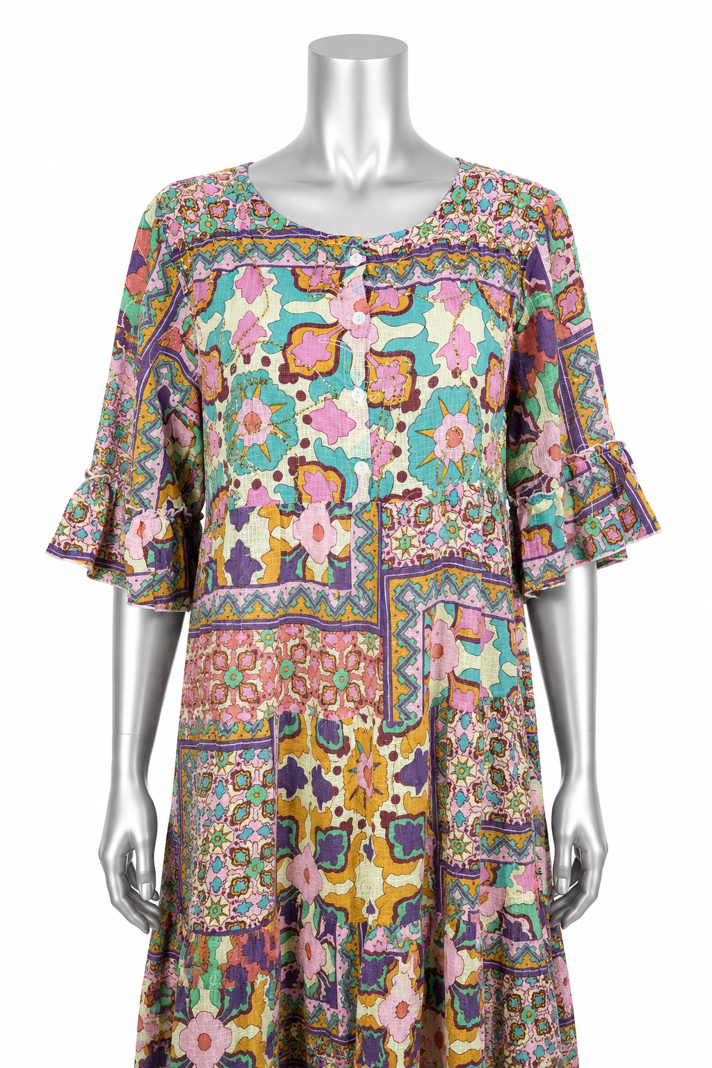 Golden Mosaic Reverie Maxi Dress