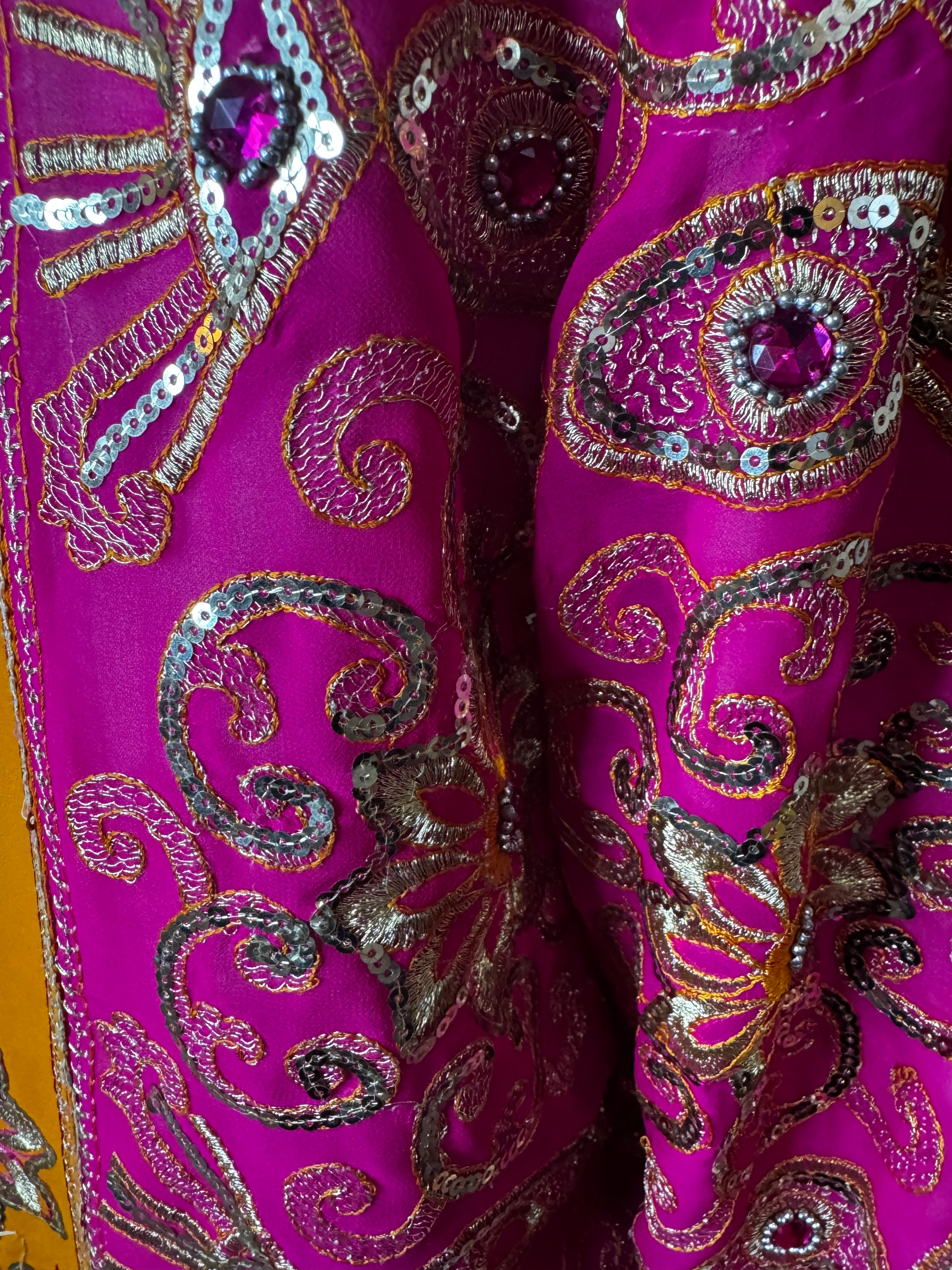 Bohemian Luxe Poly-Satin & Chiffon Sequin Patchwork Hat & Jacket Set