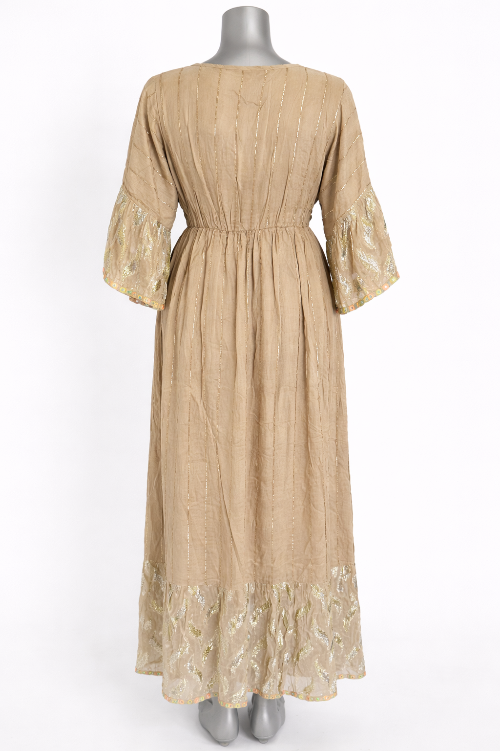 Golden Solstice Embroidered Maxi Dress