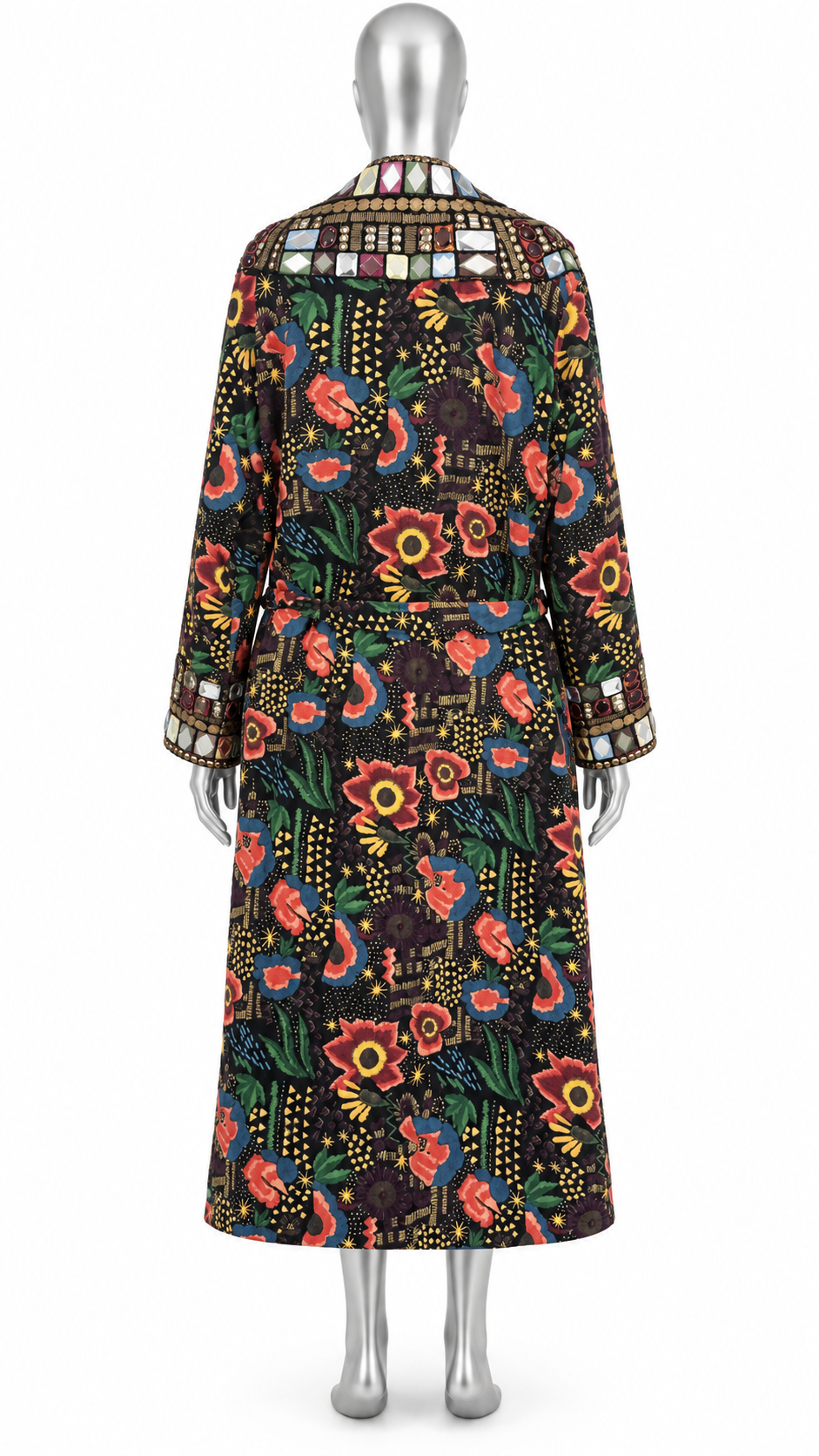 Midnight Mosaic Hand-Embellished Quilted Coat