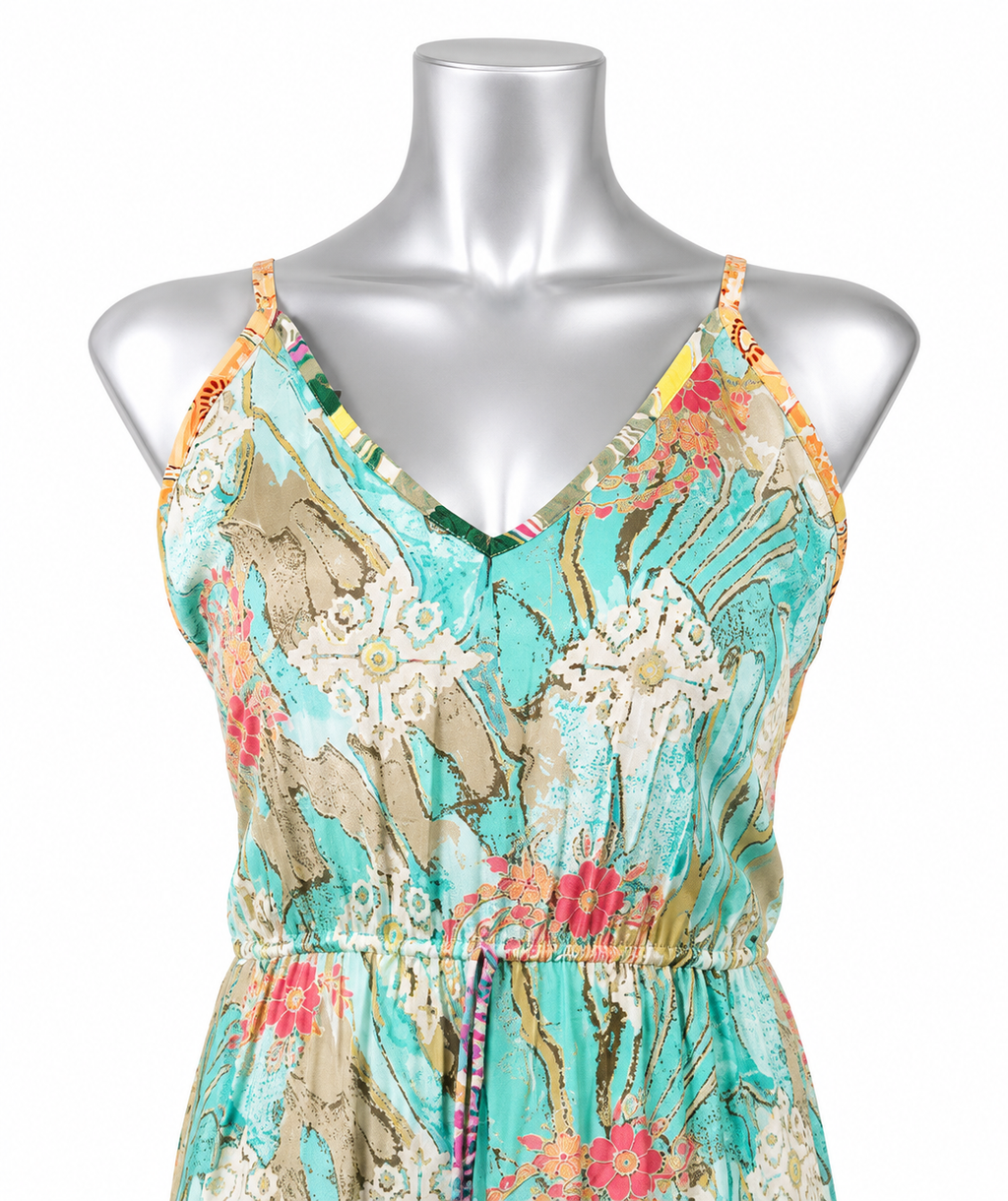 Golden Tide Silk Maxi Dress