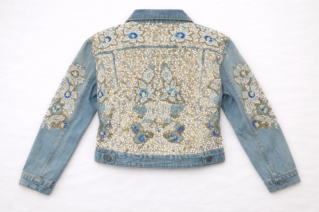Celestial Tide Embellished Denim Jacket