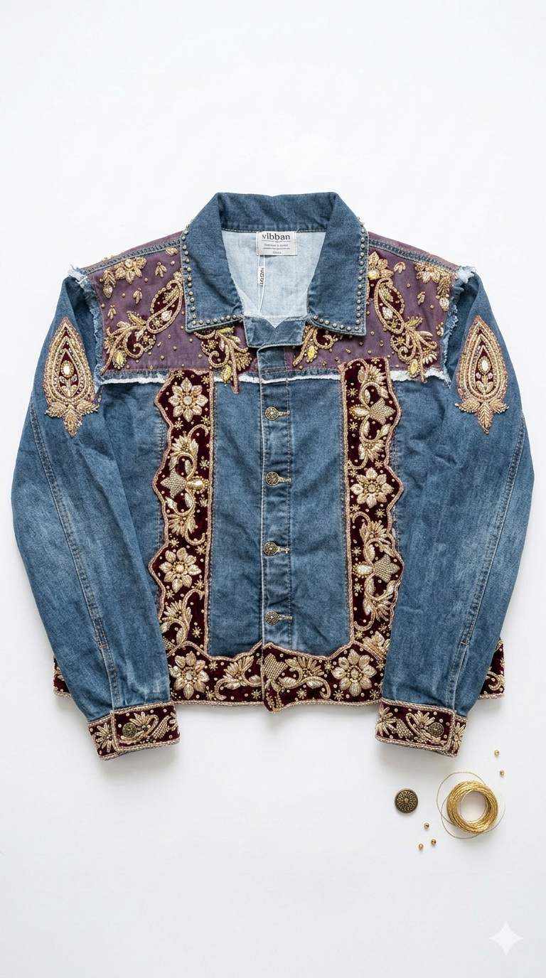 Bordeaux Royale Embellished Denim Jacket