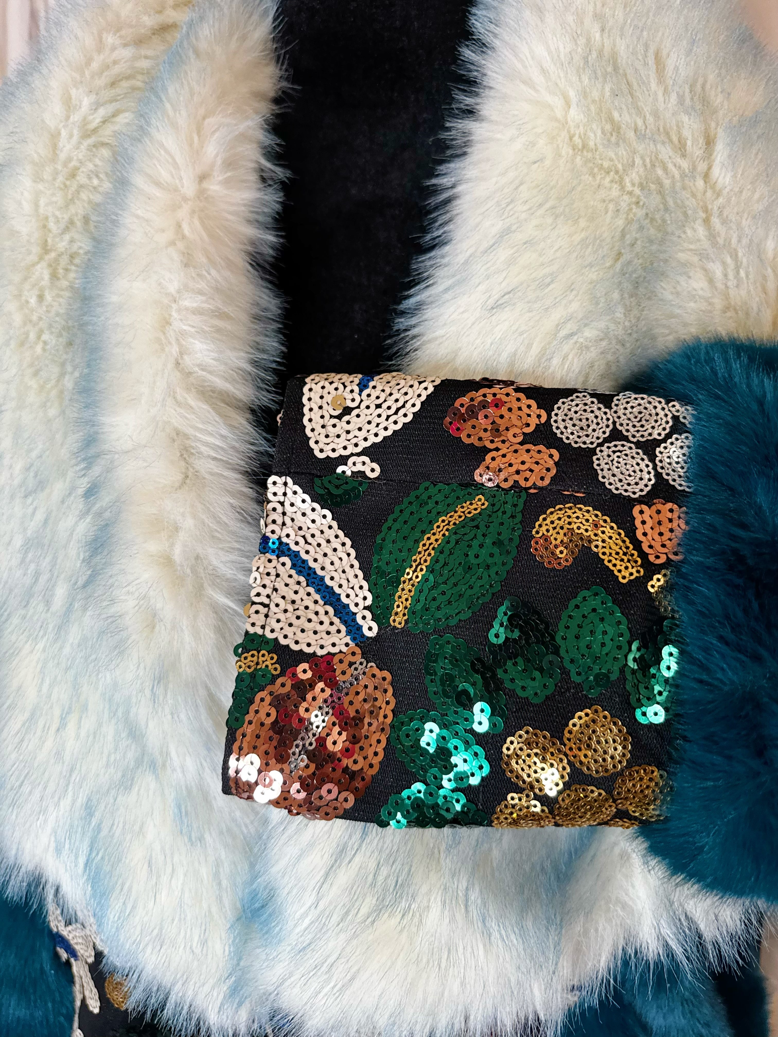 Arctic Bloom Embroidered Fur Coat