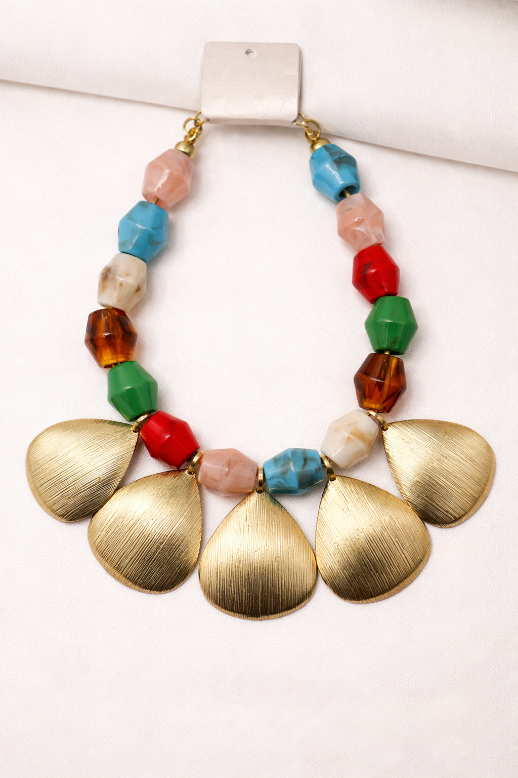 Solana Brass Fan Statement Necklace