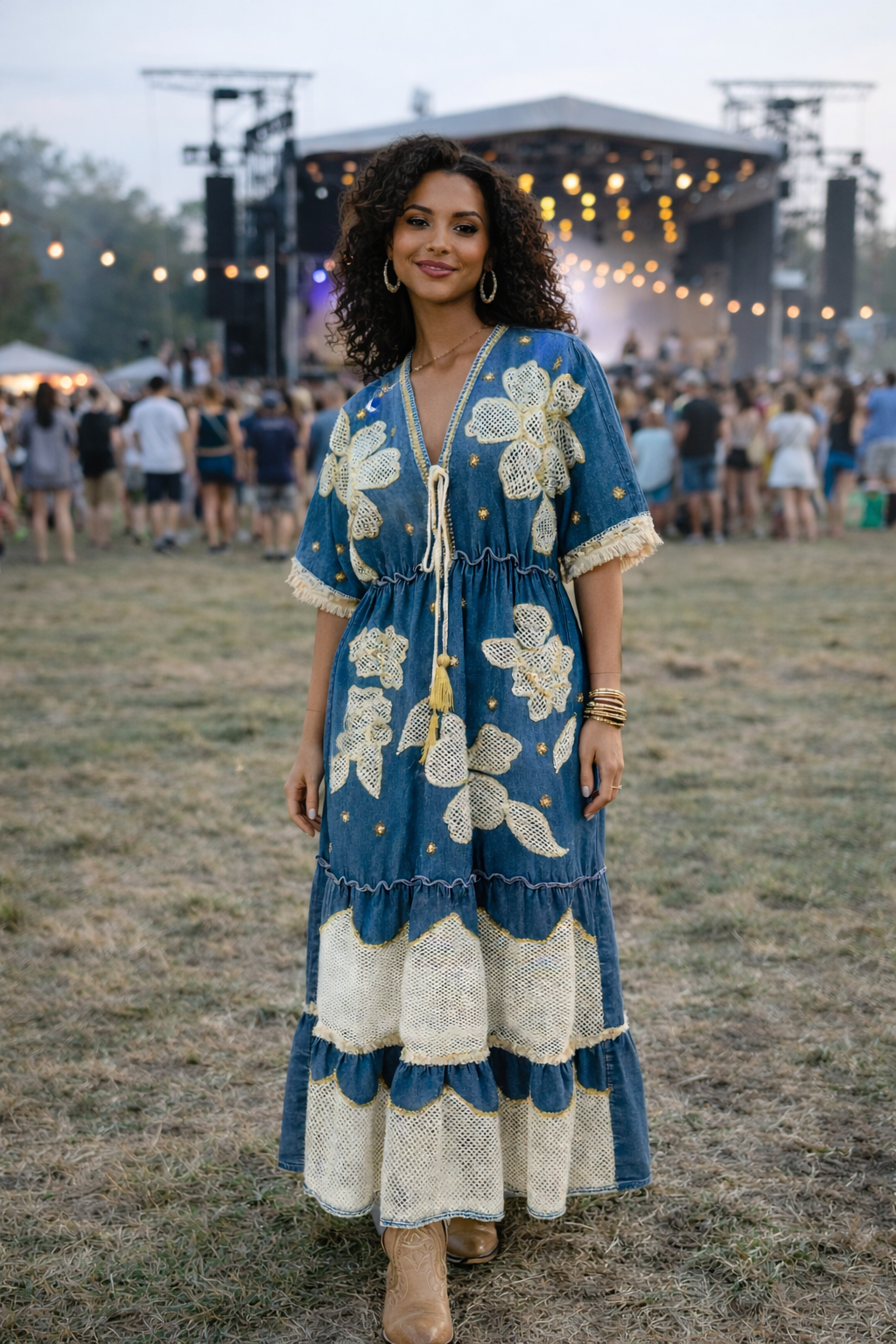 Delicate Denim Maxi Dress