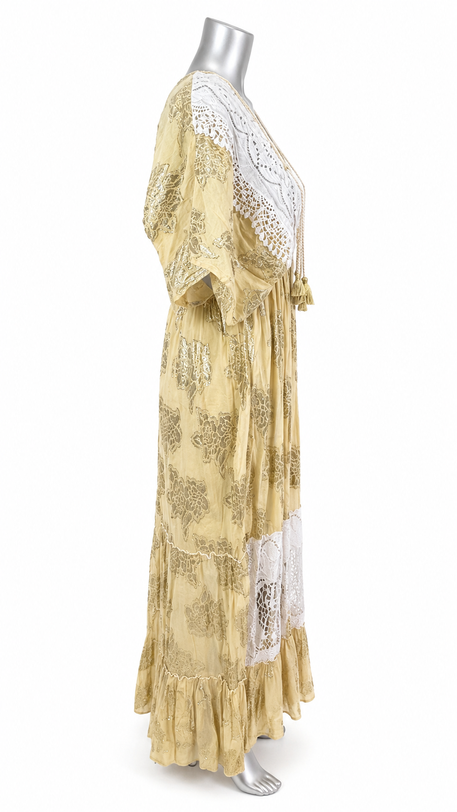 Golden Solstice Lace Maxi Dress