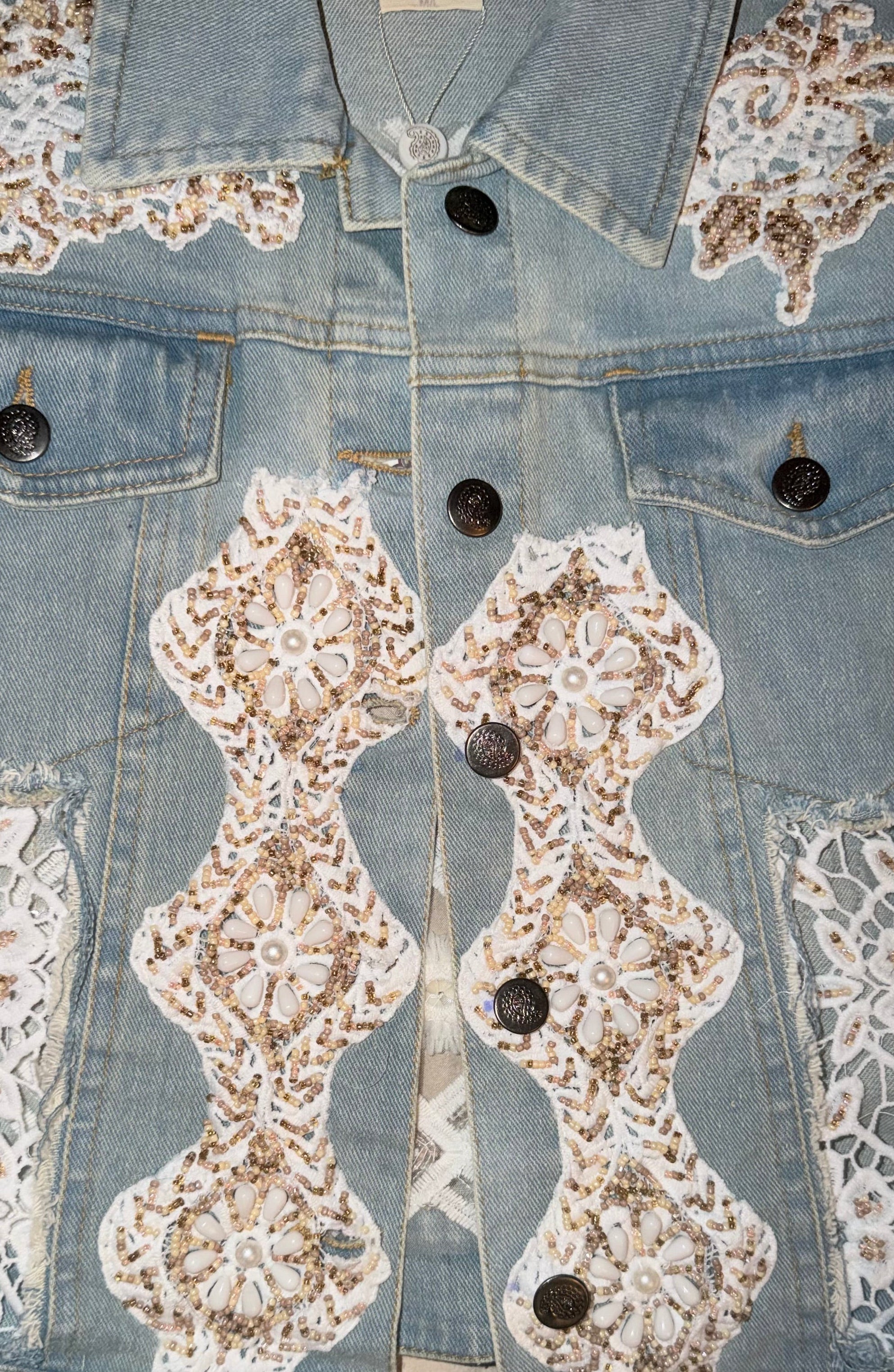 Ivory Heirloom Lace Denim Jacket