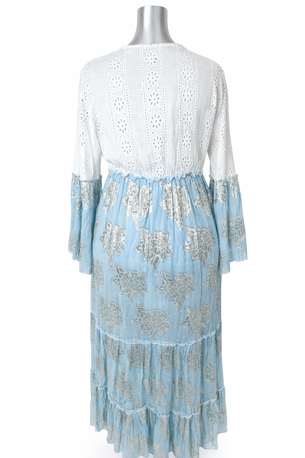 Azure Whisper Eyelet Midi Dress