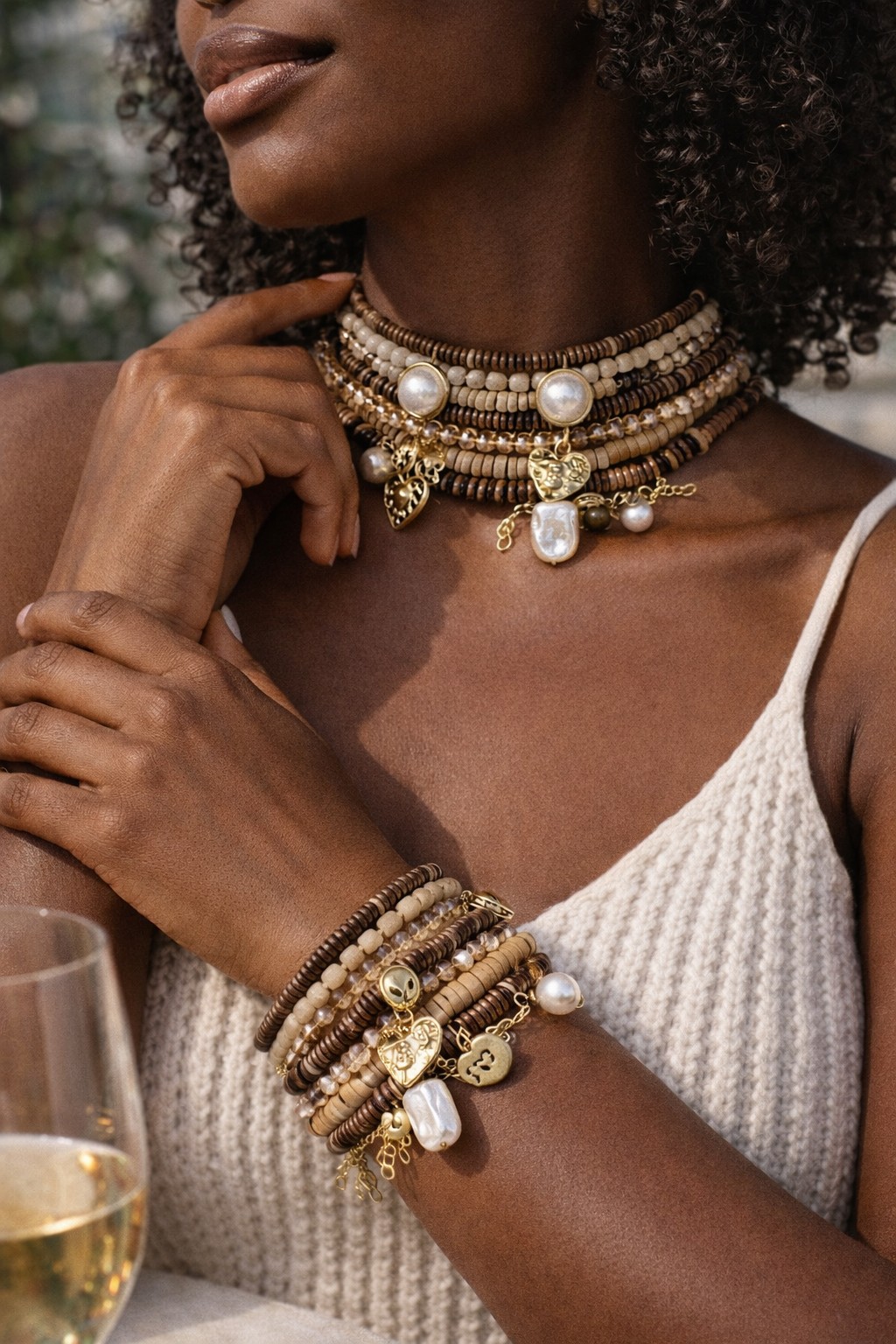 Marisol Heishi Choker & Wrap Bracelet Set