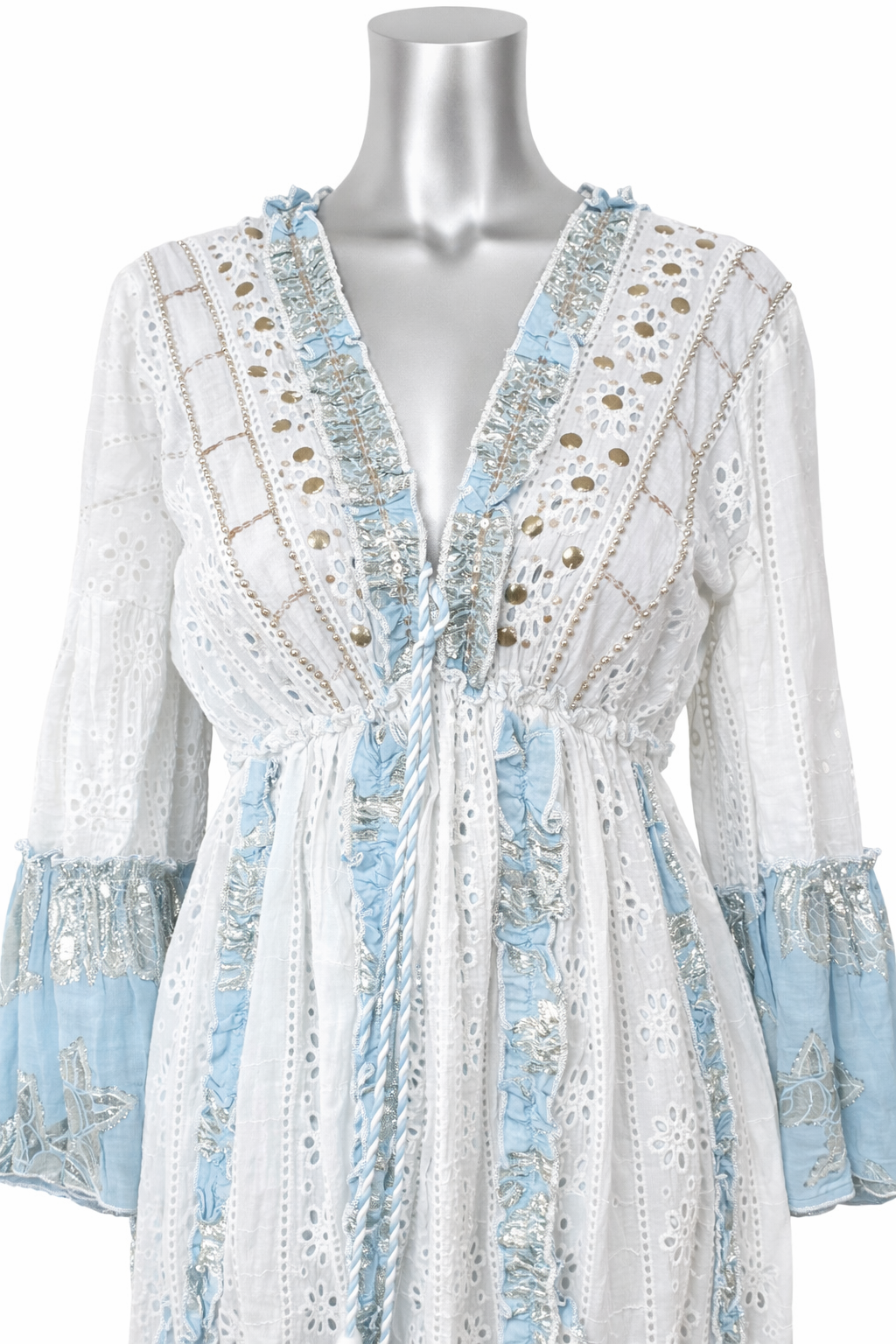 Azure Whisper Eyelet Midi Dress