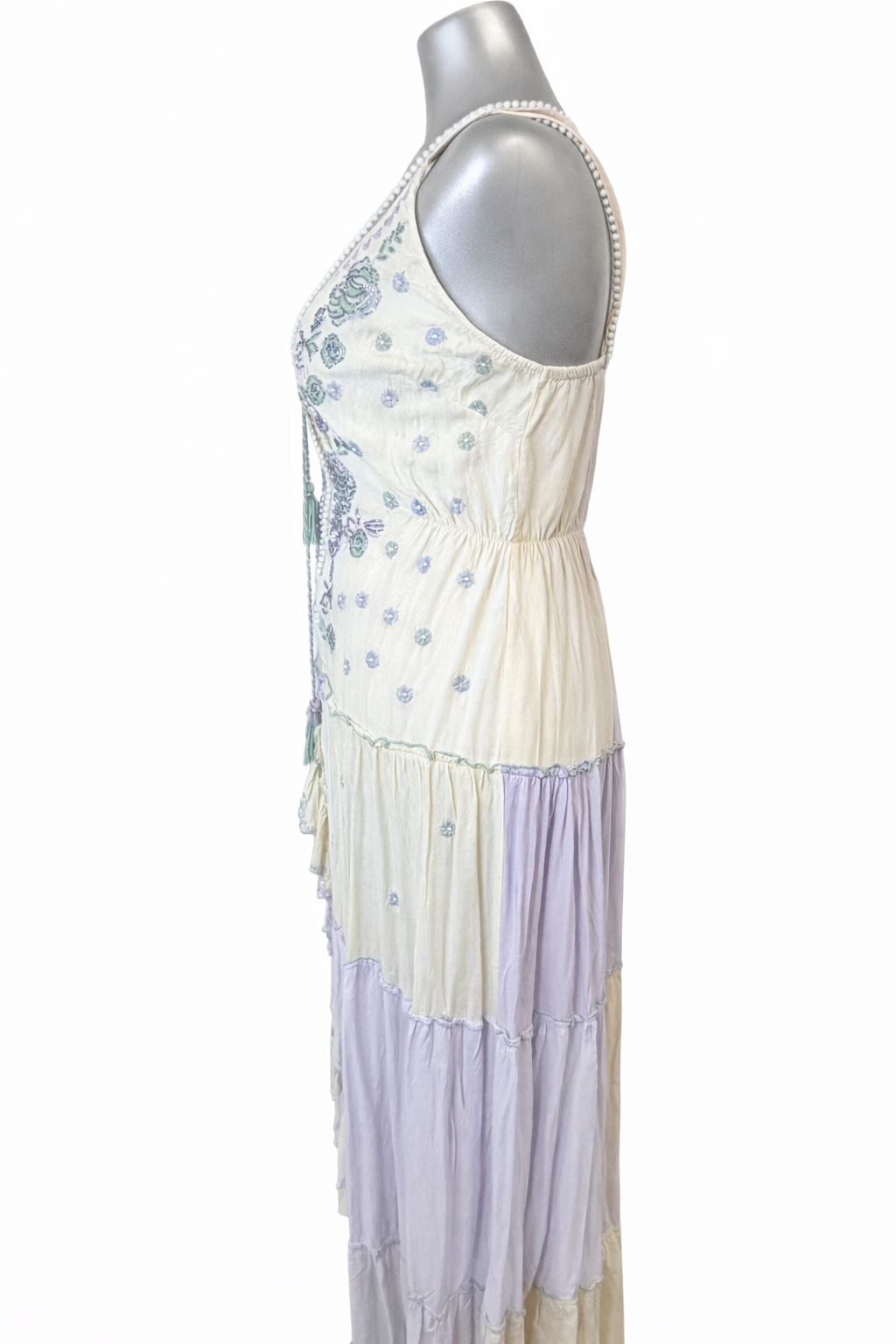 Celeste Meadow Embroidered High-Low Maxi Dress