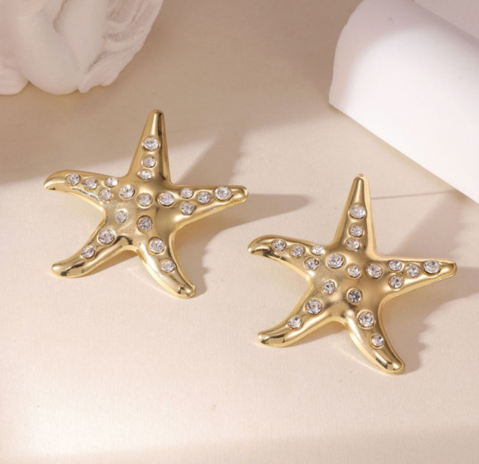 Golden Starfish Elegance Earrings