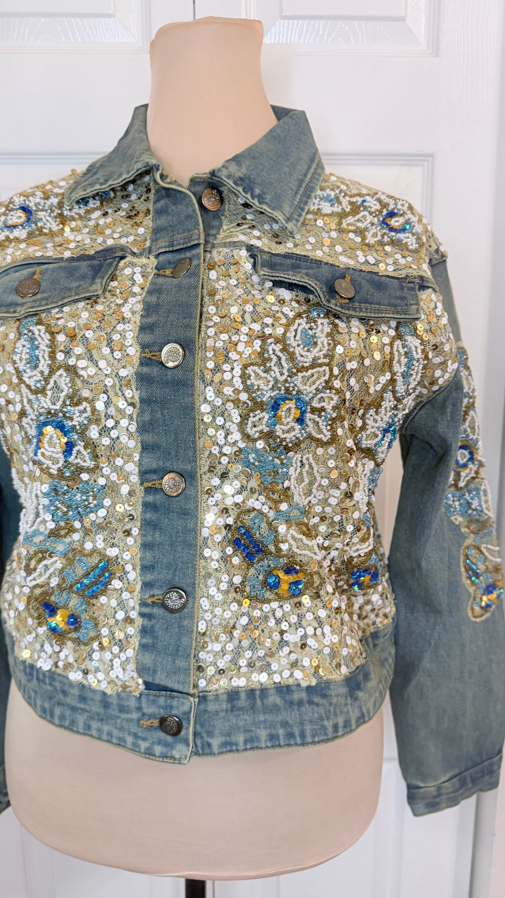 Celestial Tide Embellished Denim Jacket