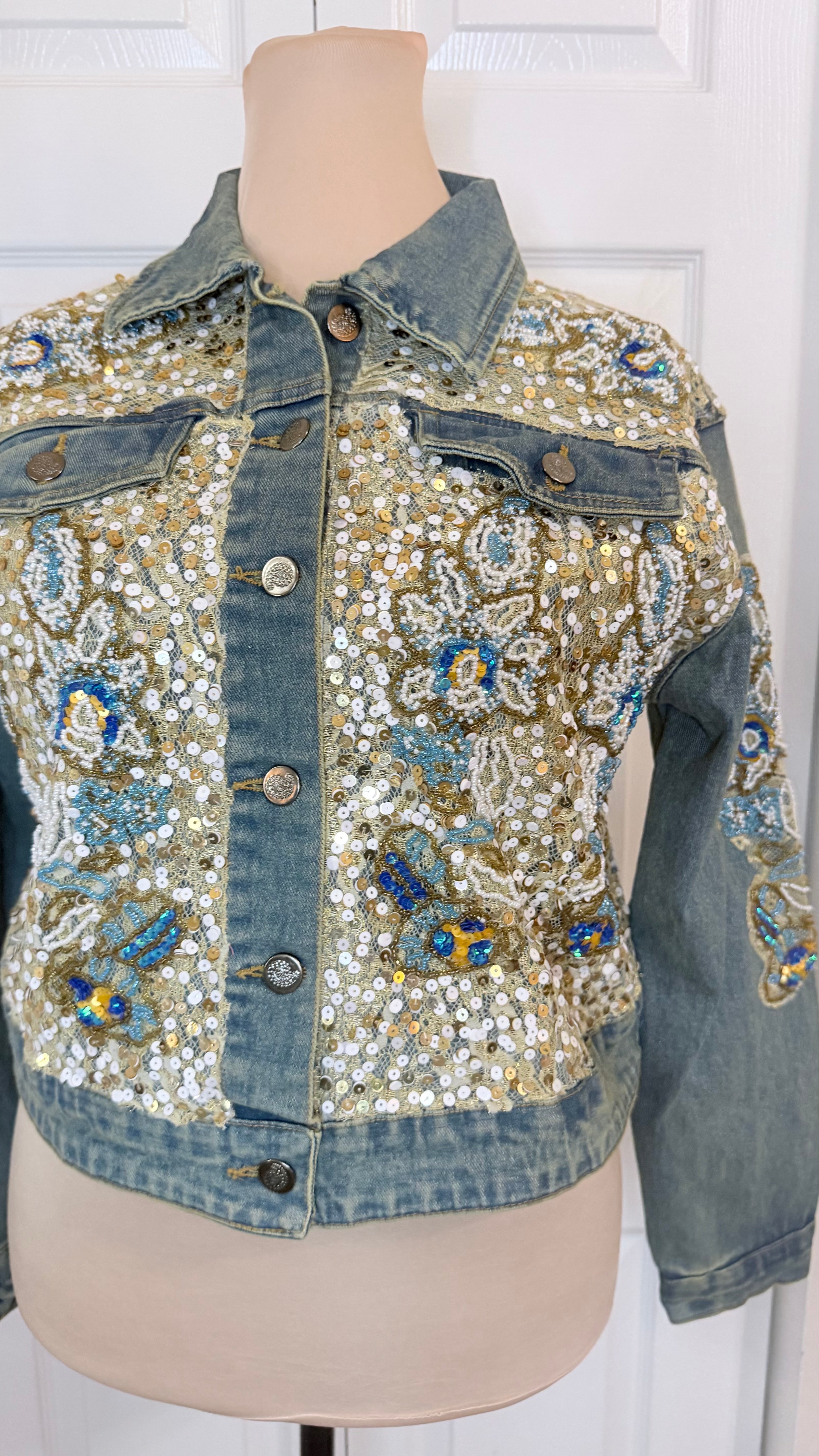 Celestial Tide Embellished Denim Jacket