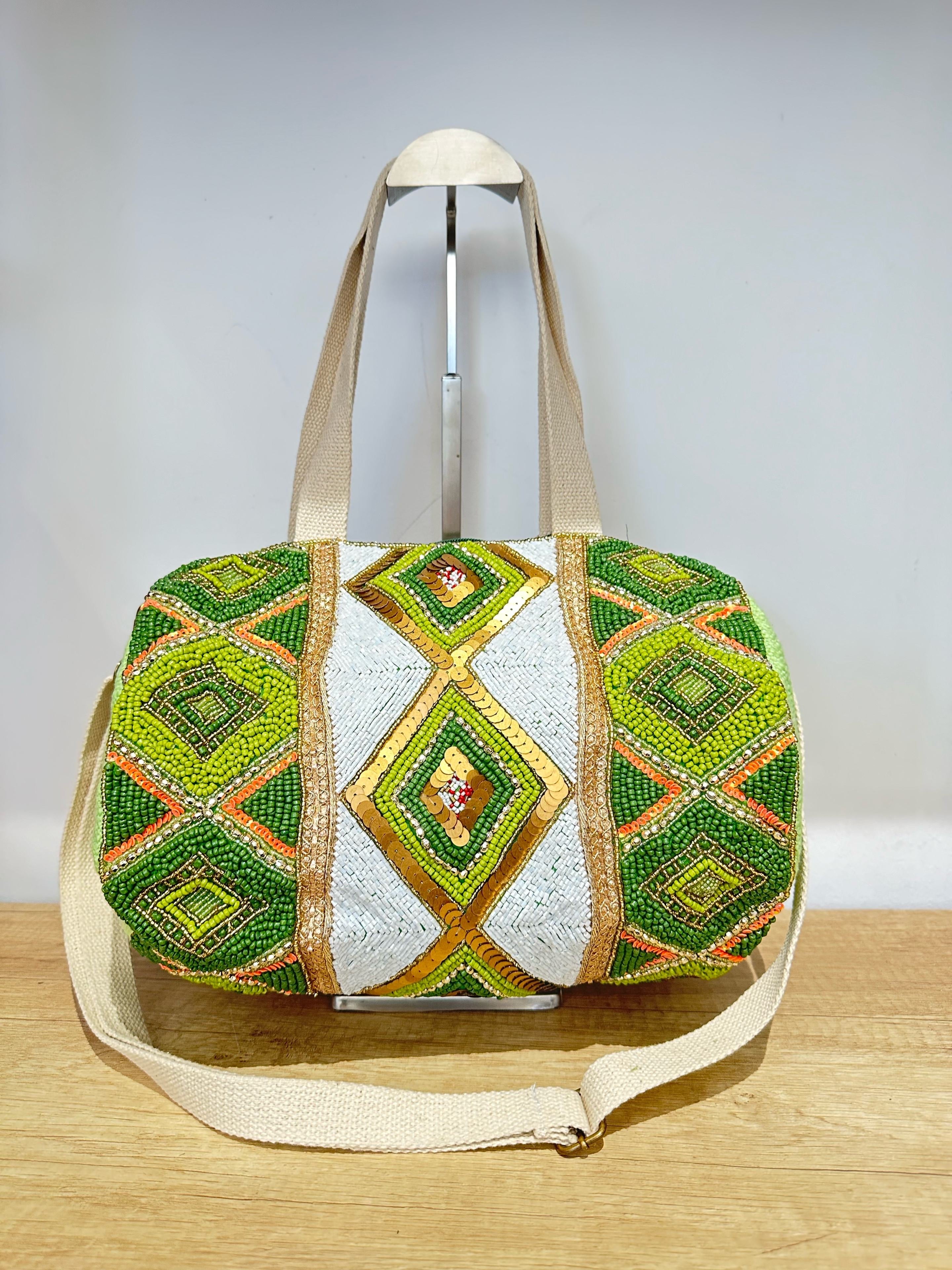 Verdant Horizon Beaded Tote