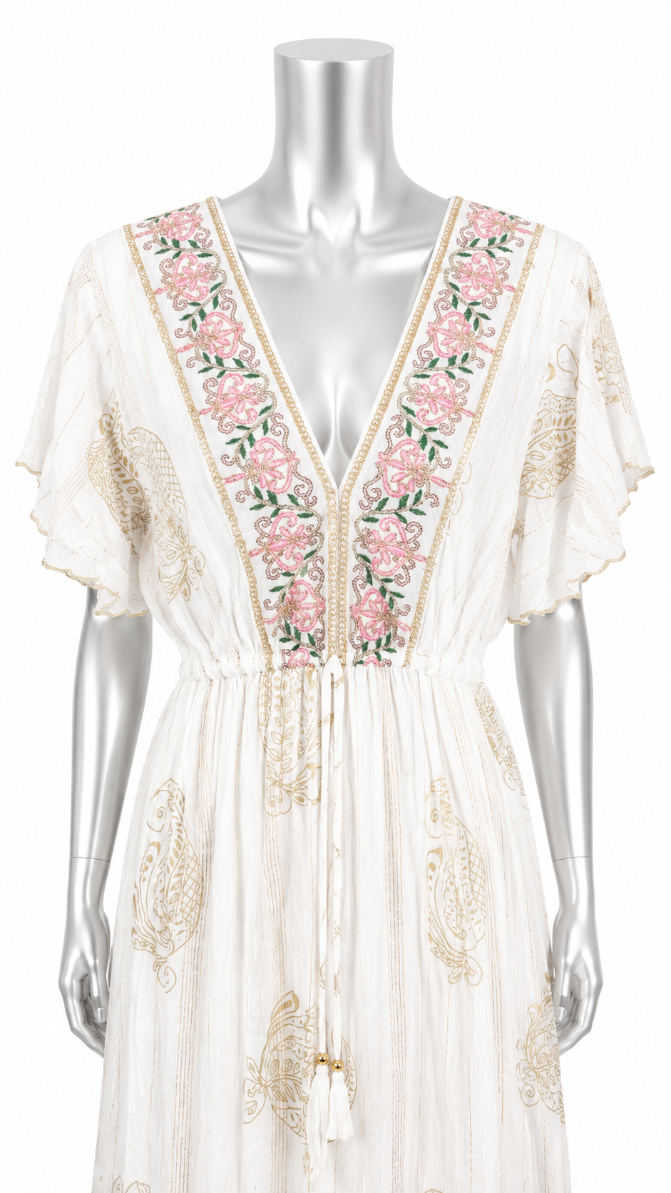 Rosé Riviera Embroidered Maxi Dress