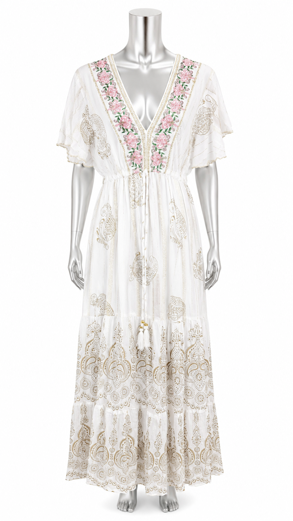 Rosé Riviera Embroidered Maxi Dress