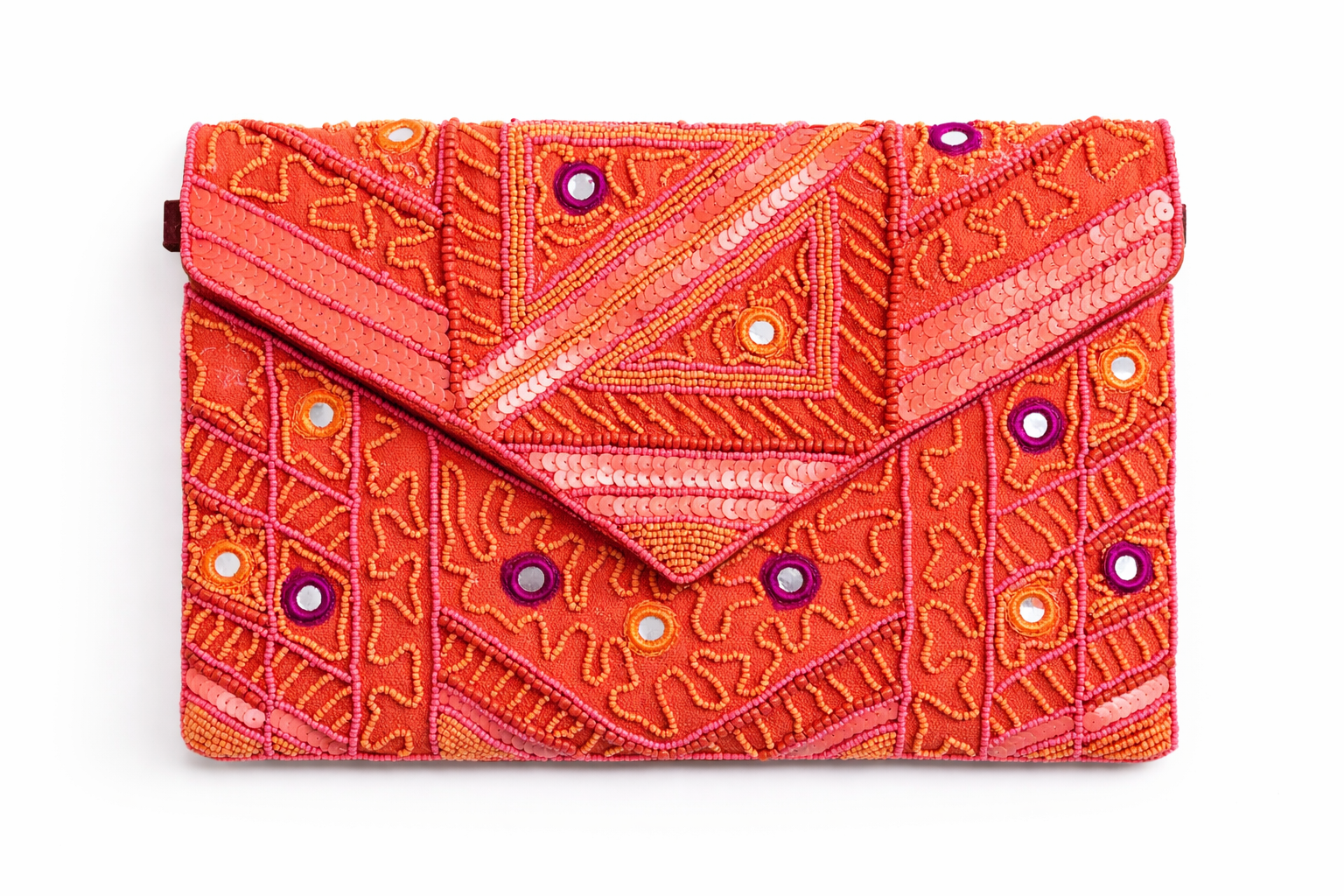Coral Mirage Beaded Clutch